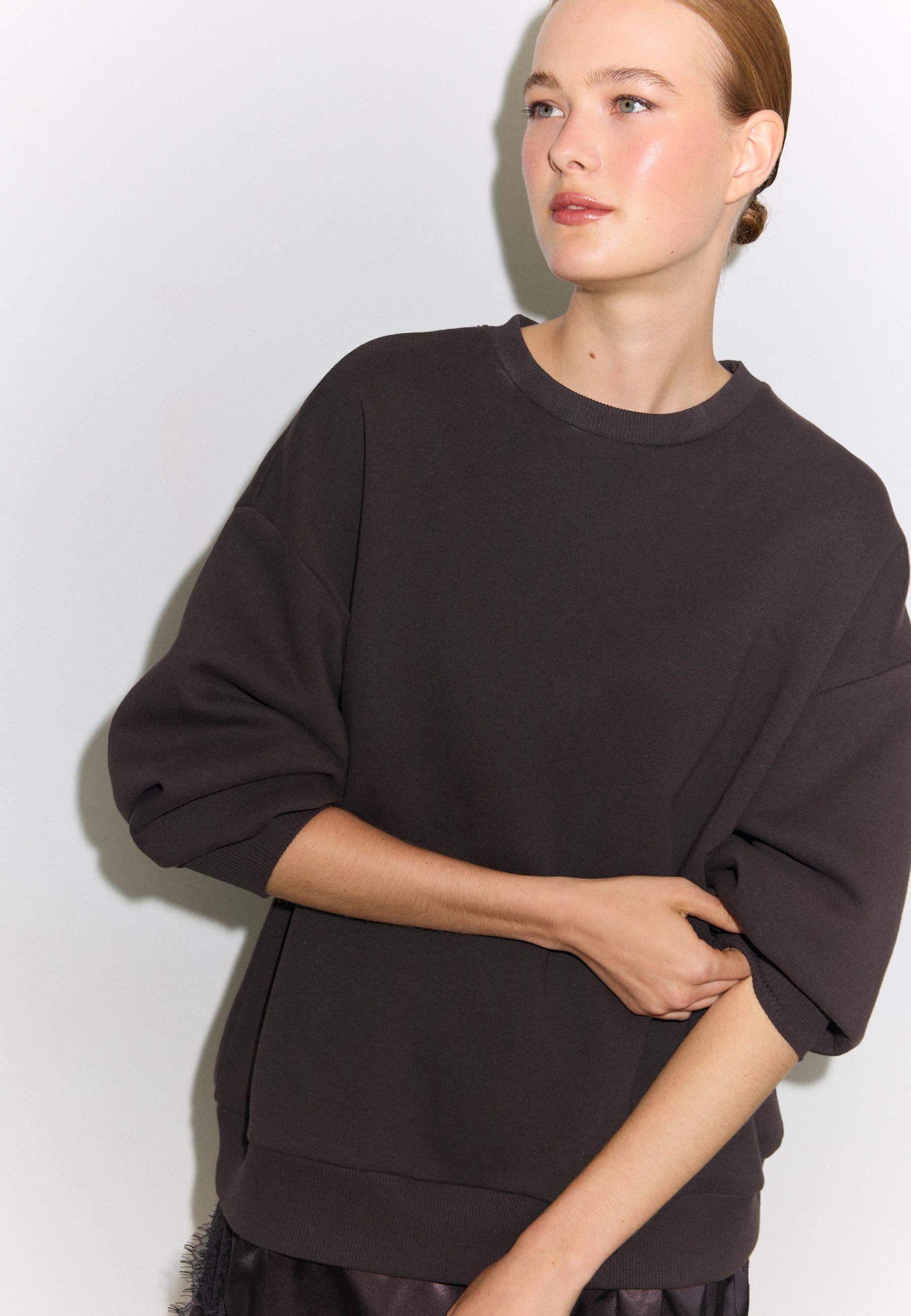 Sateen hem sweatshirt — Brown