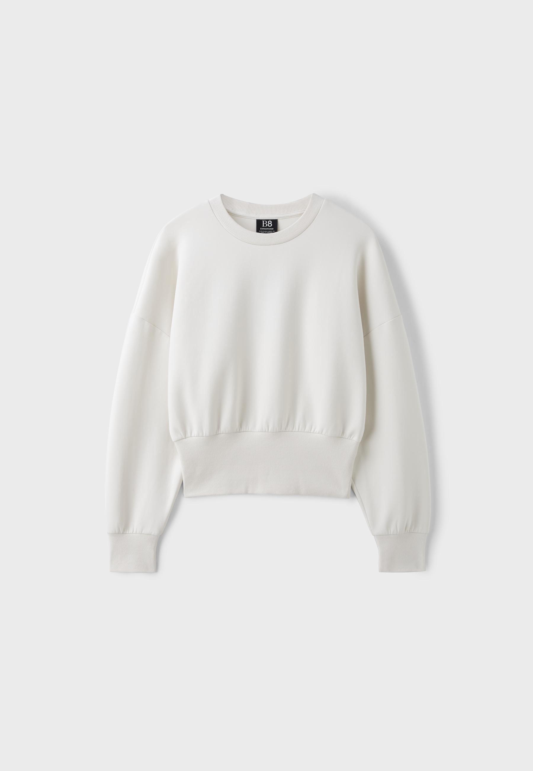 Cropped sweatshirt with wide waistband — Vanilla