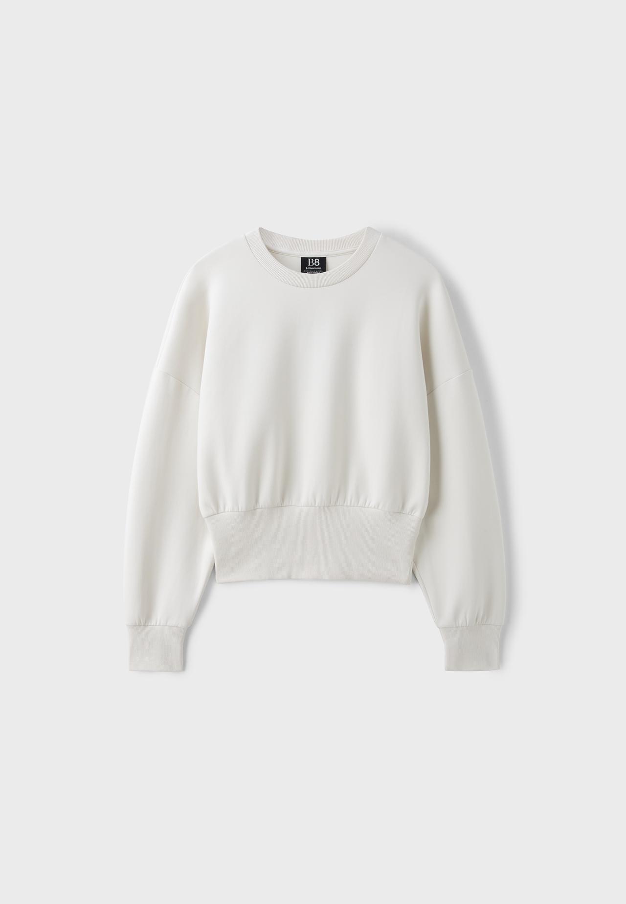 Cropped sweatshirt with waistband — Vanilla