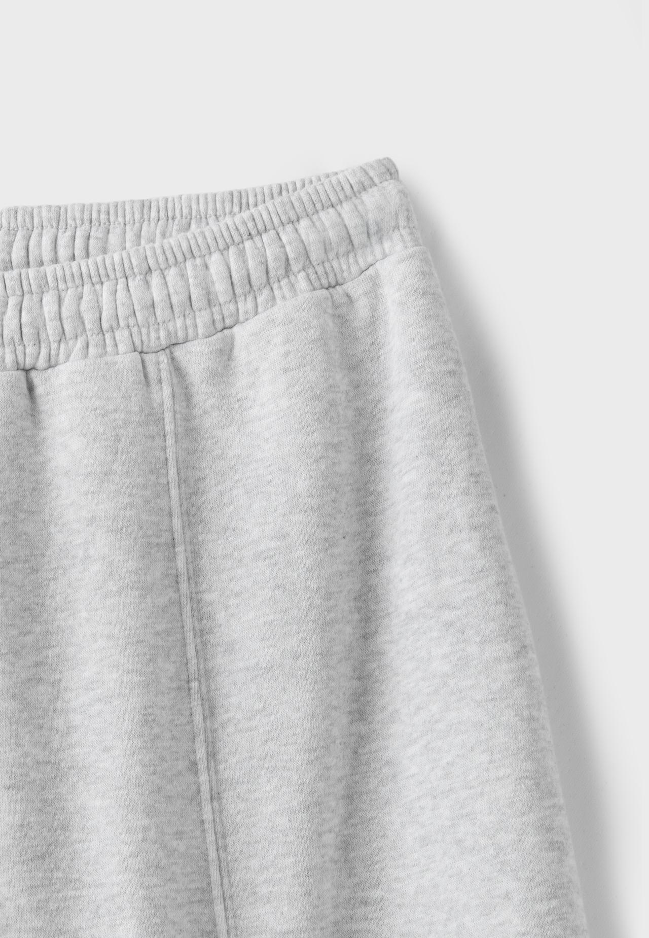 Plush barrel jogger trousers with toggles — Grey melange