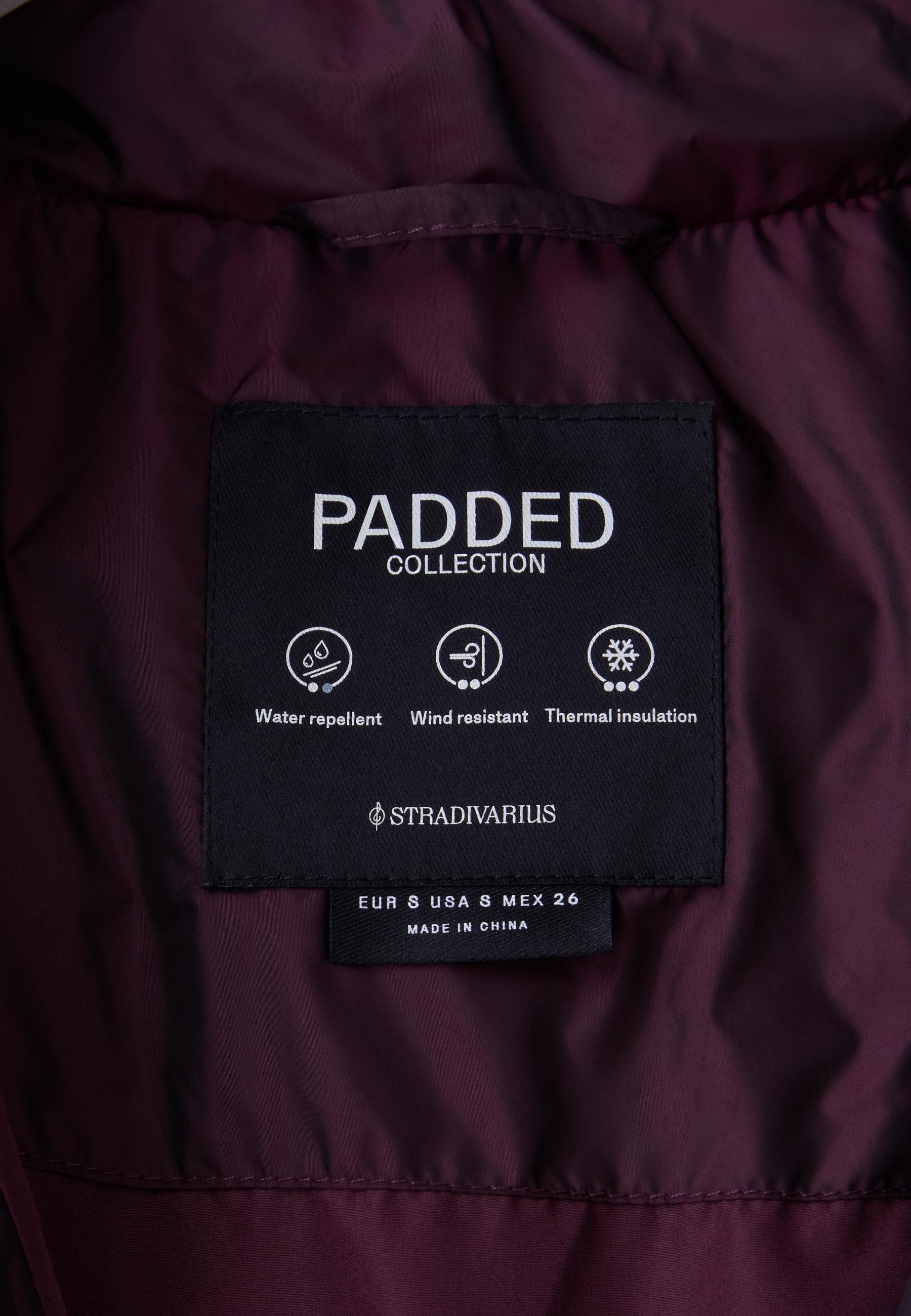 Hooded shiny padded jacket — Dark purple
