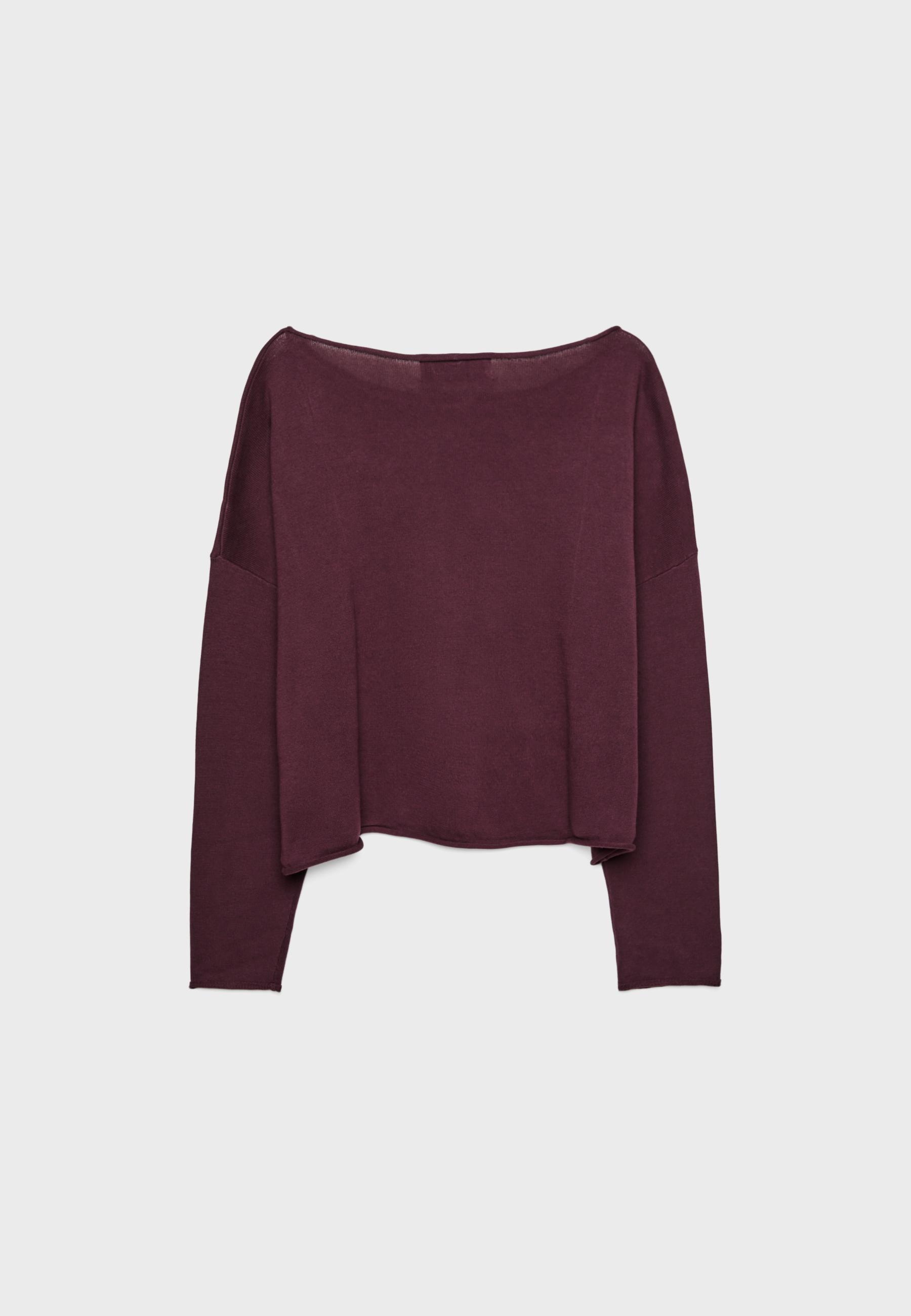 Boat neck cropped sweater — Burgundy