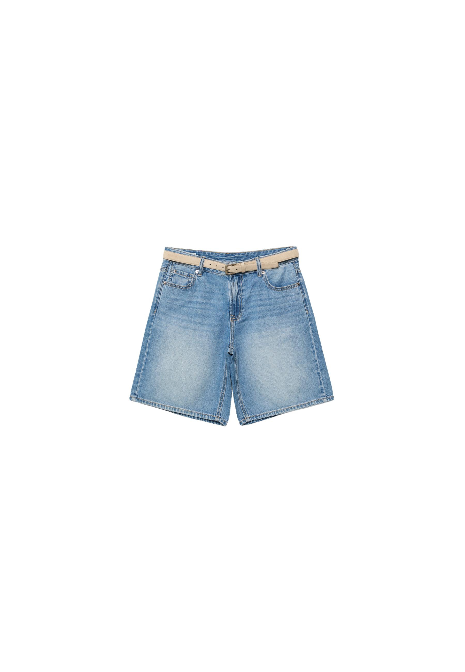 Belted denim Bermuda shorts — MEDIUM BLUE DENIM