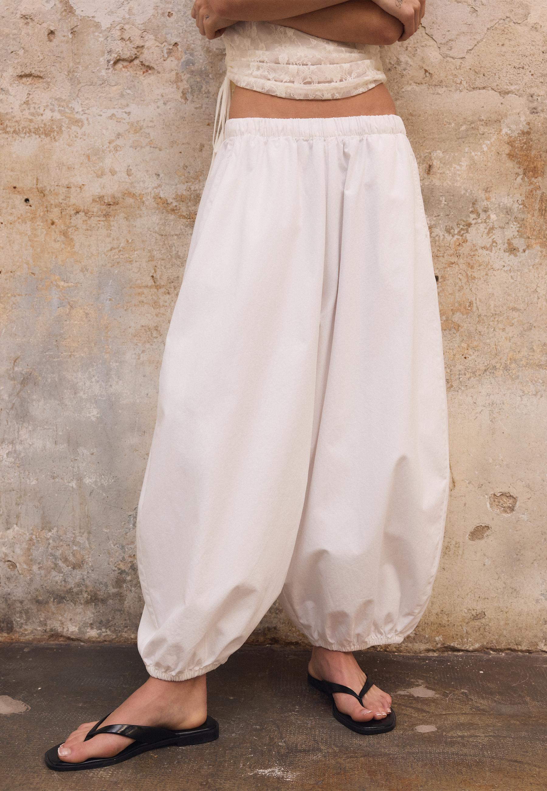 Poplin bloomer trousers — Ecru