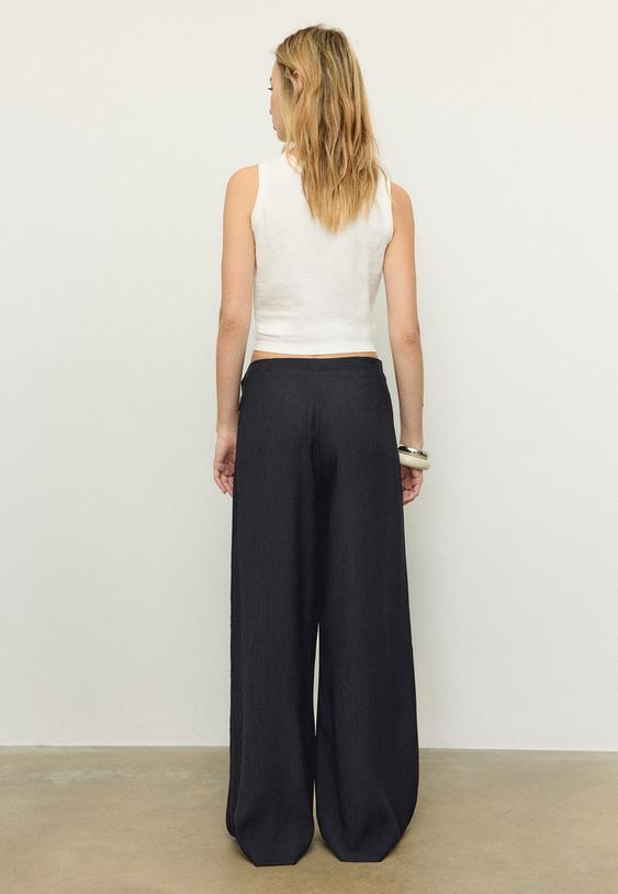 Stradivarius Pantalon Fluide Sarong Noir Xs