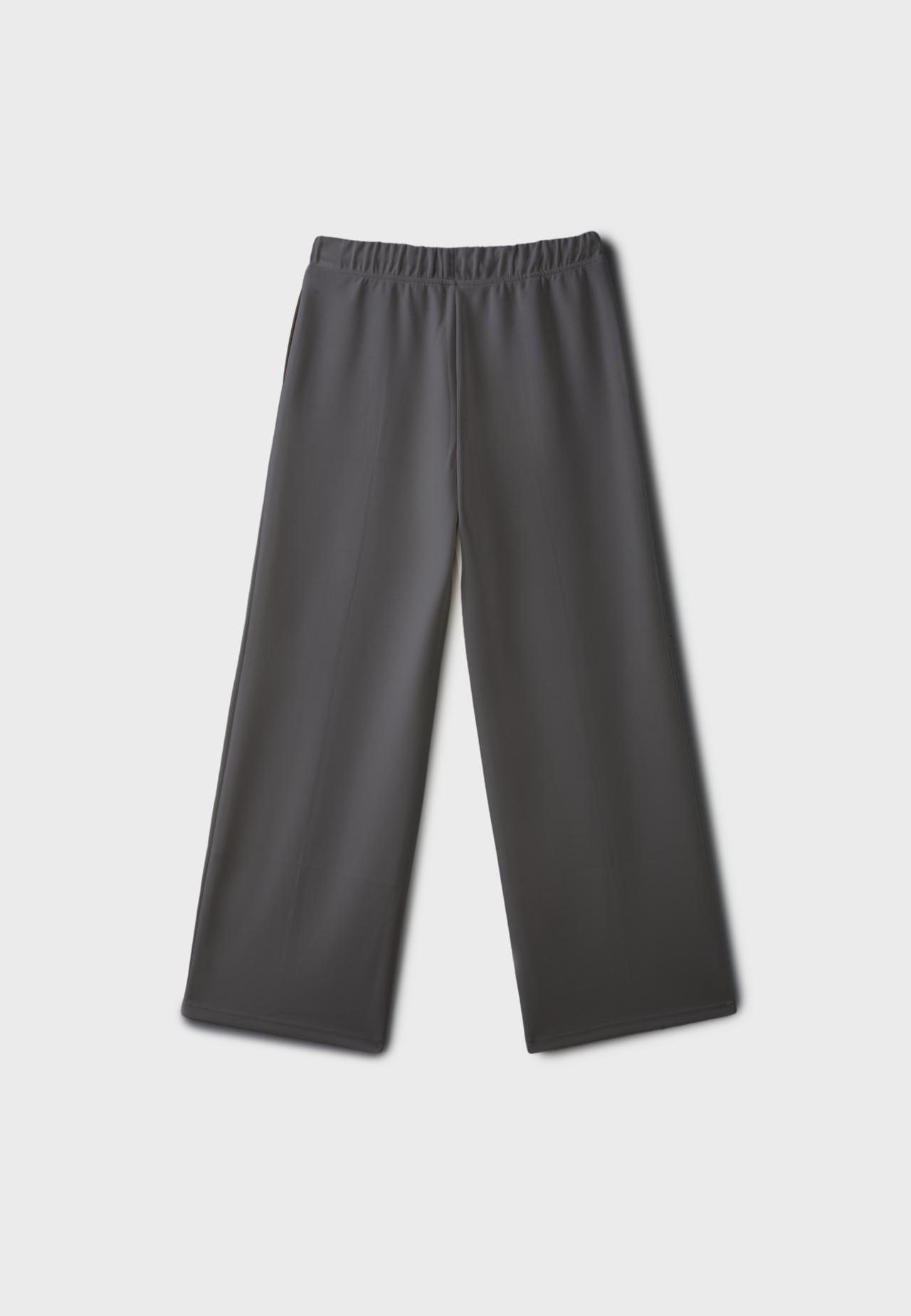 Soft-touch wide-leg jogger trousers with pin tuck — Grey