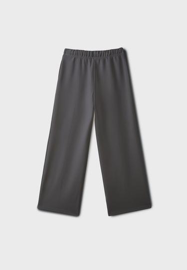 Soft-touch wide-leg jogger trousers with pin tuck — Grey 8