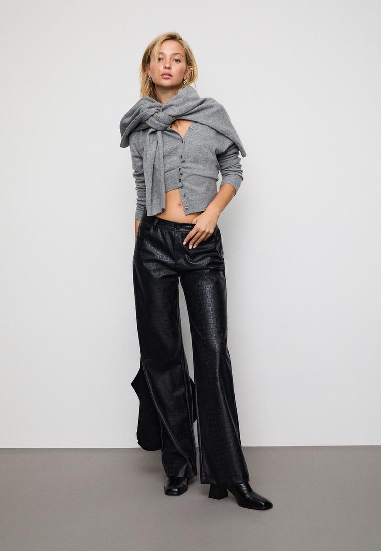 pantalon straight efecto piel textura coco