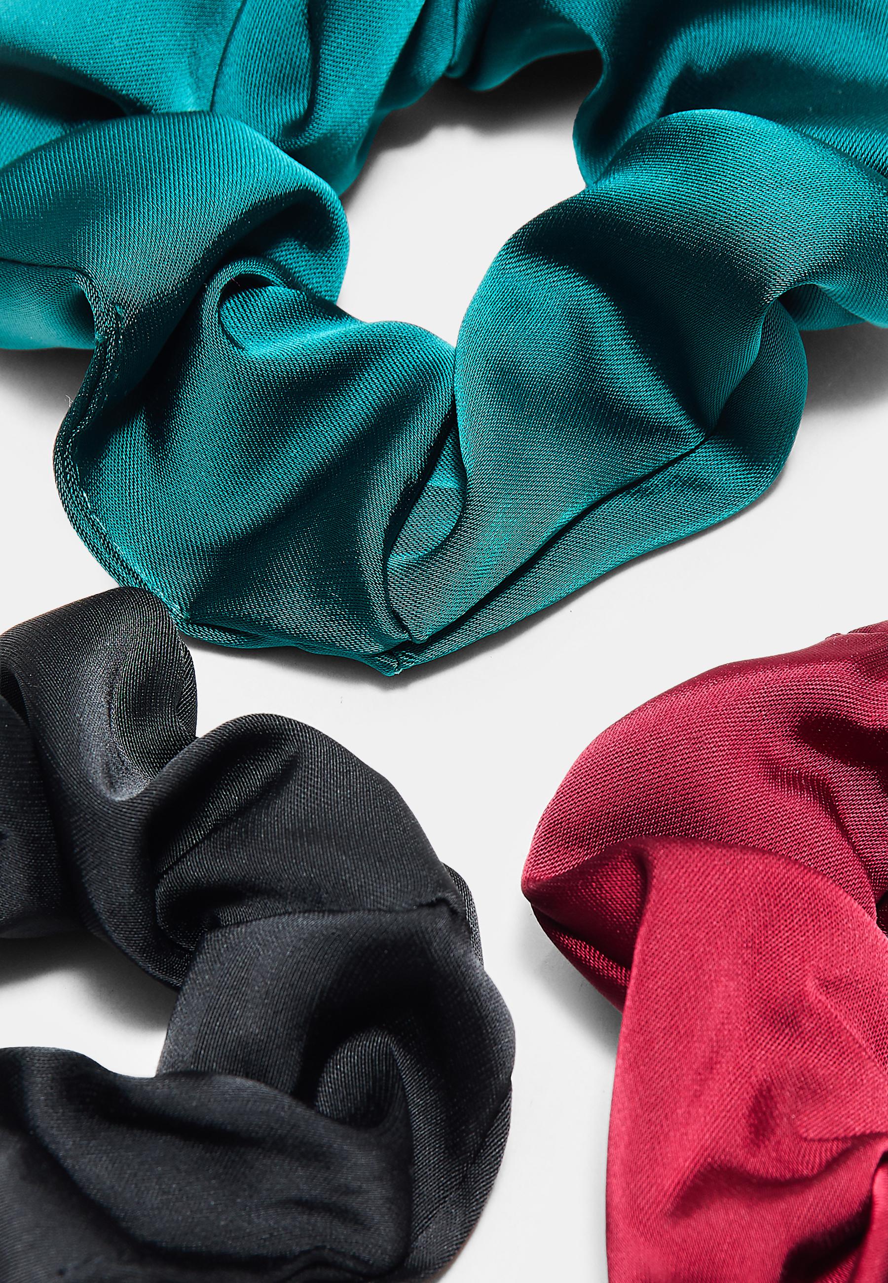 Set of 3 satin scrunchies — Dark red