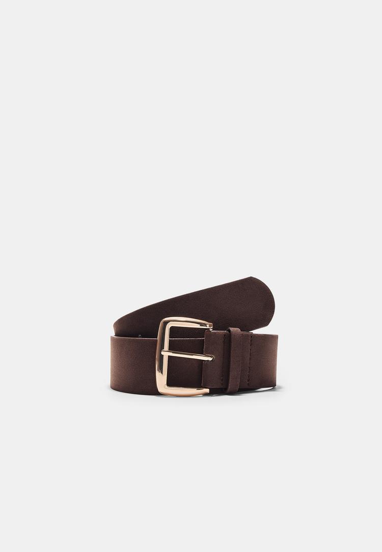 Stradivarius Ημιφαρδιά Ζώνη Με Συνθετικό Σουέντ Χρυσαφί 70