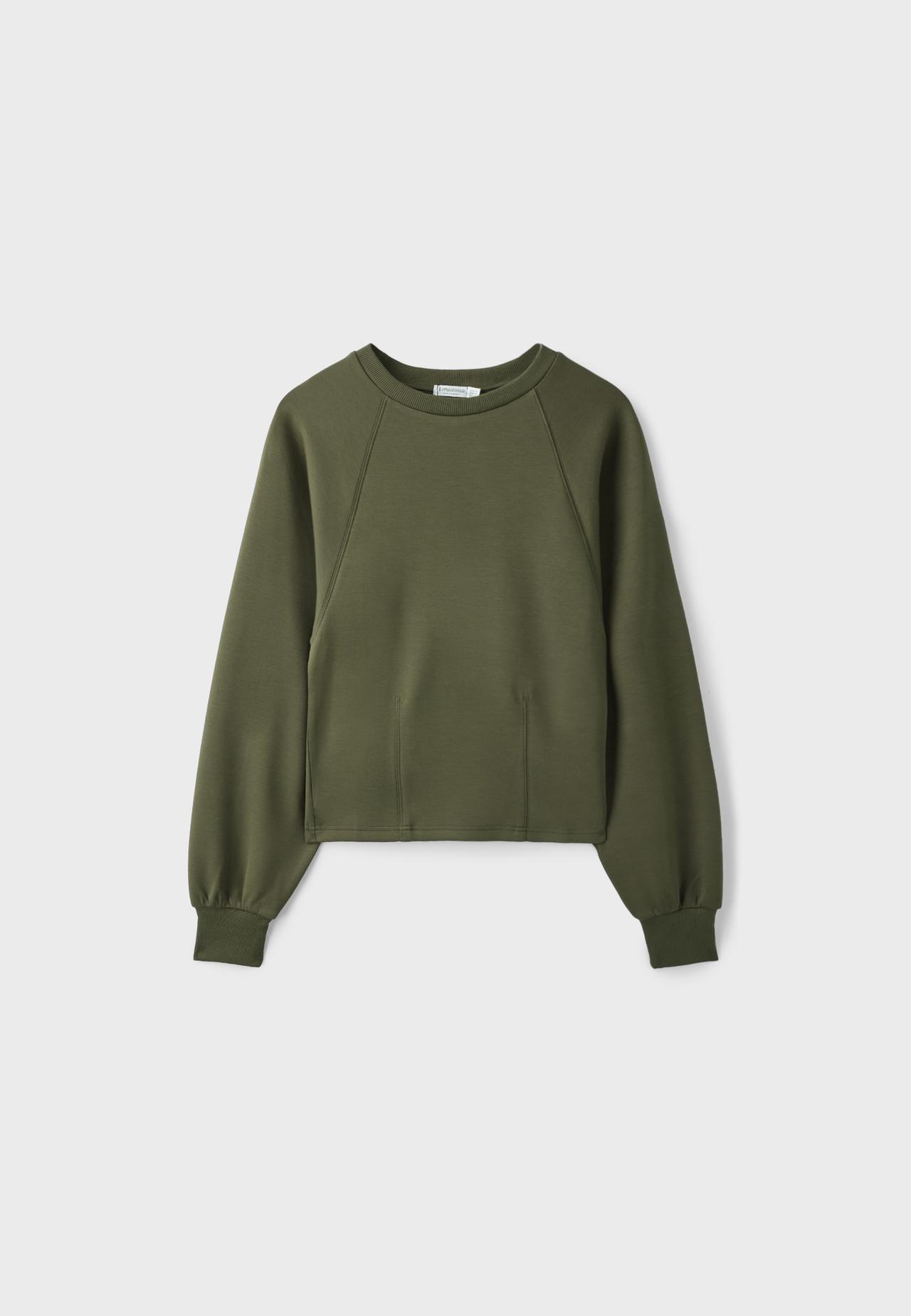 Soft-touch sweatshirt with fitted waist — Khaki