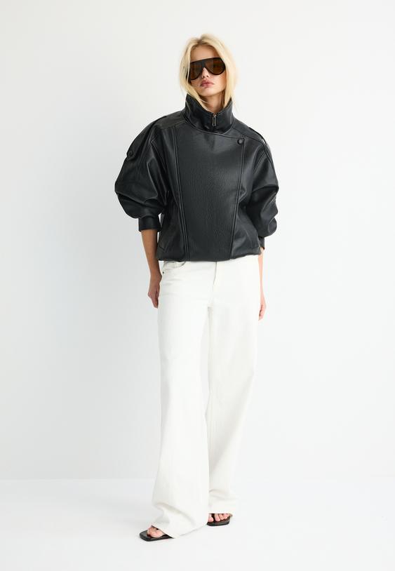 giacca biker oversize in similpelle