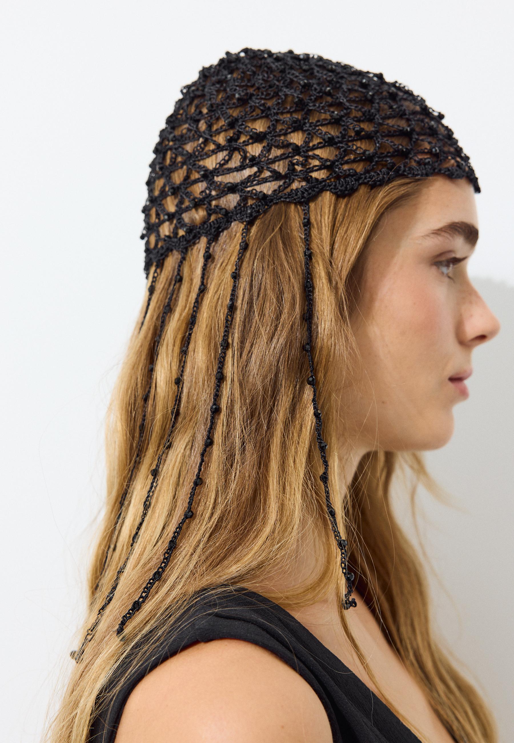 Long fringe cap — Black