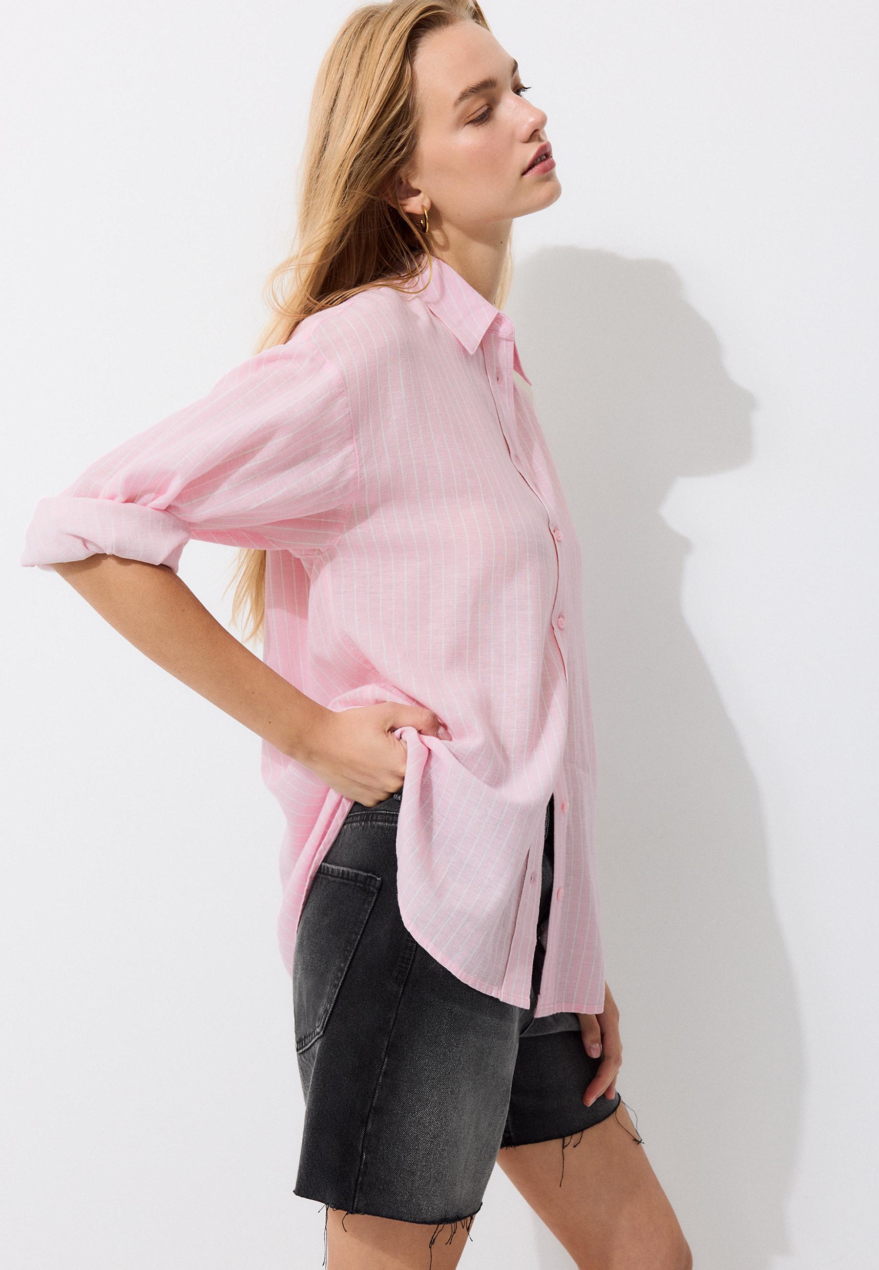 Linen-effect shirt — Dusty rose