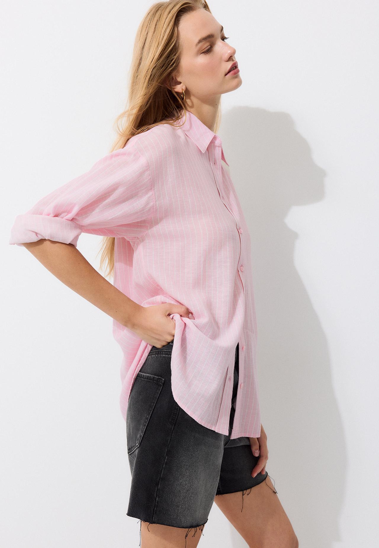 Linen effect shirt — Dusty rose