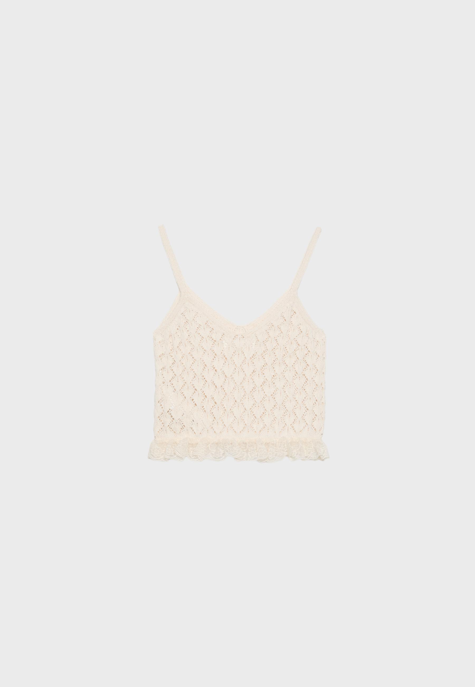 Mixed knit top — Vanilla