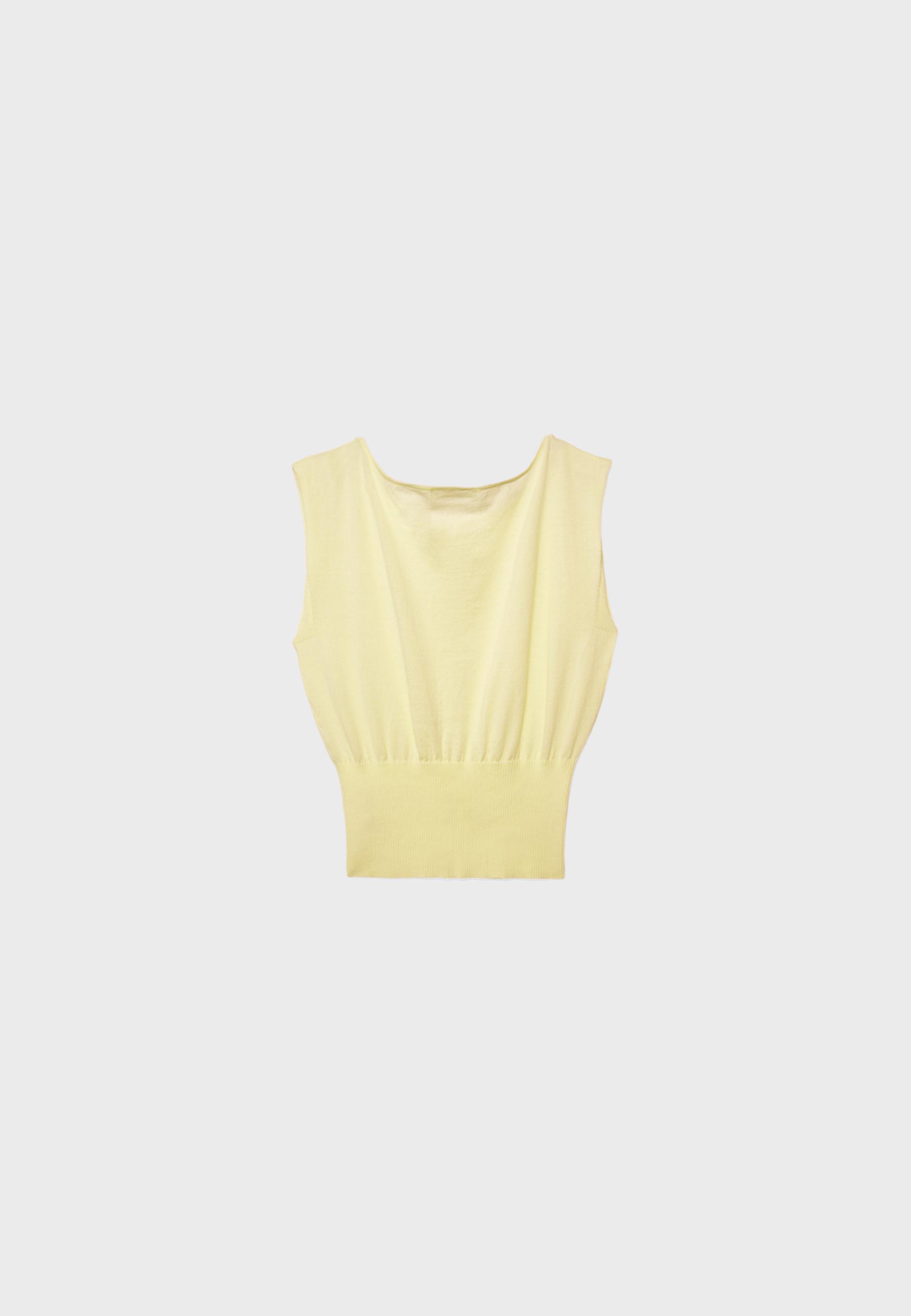 Knit top with sash — Pastel yellow