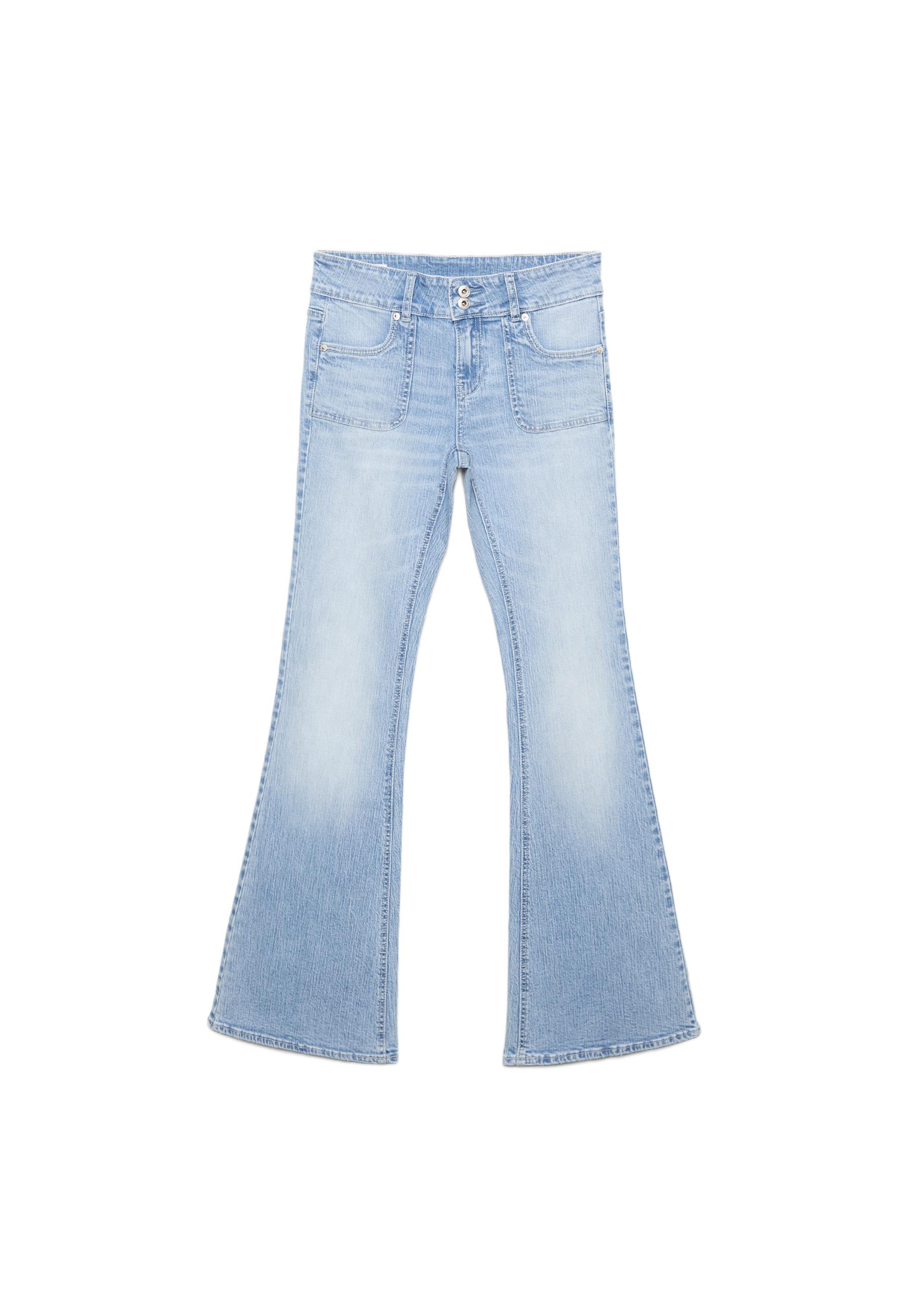 Low-rise jeans with seam pockets — MEDIUM LIGHT BLUE DENIM