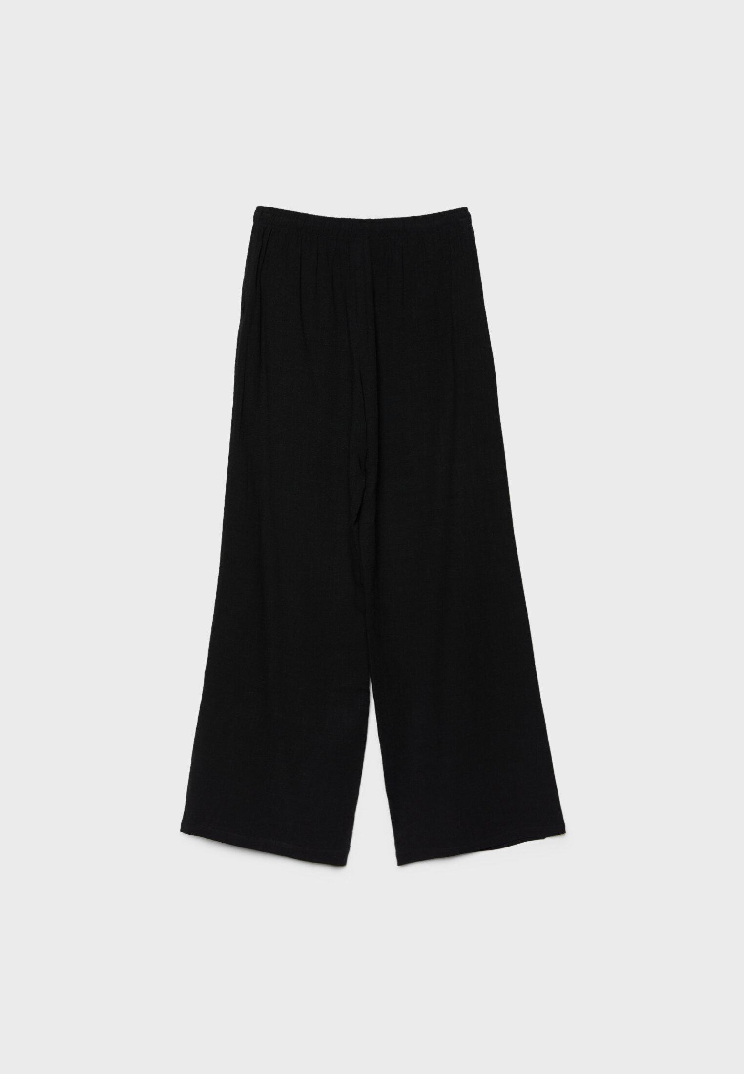 Straight-leg linen-look trousers — Black