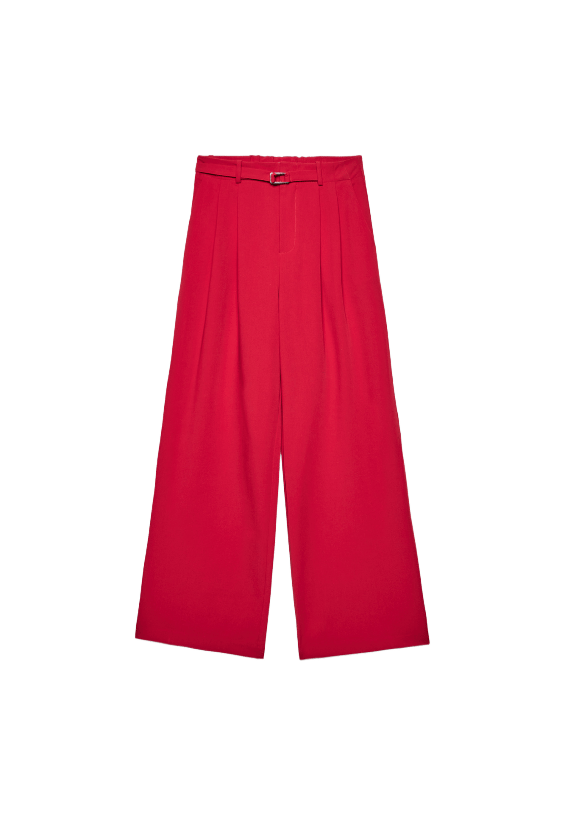 Wide-leg trousers with buckle detail — Dark red