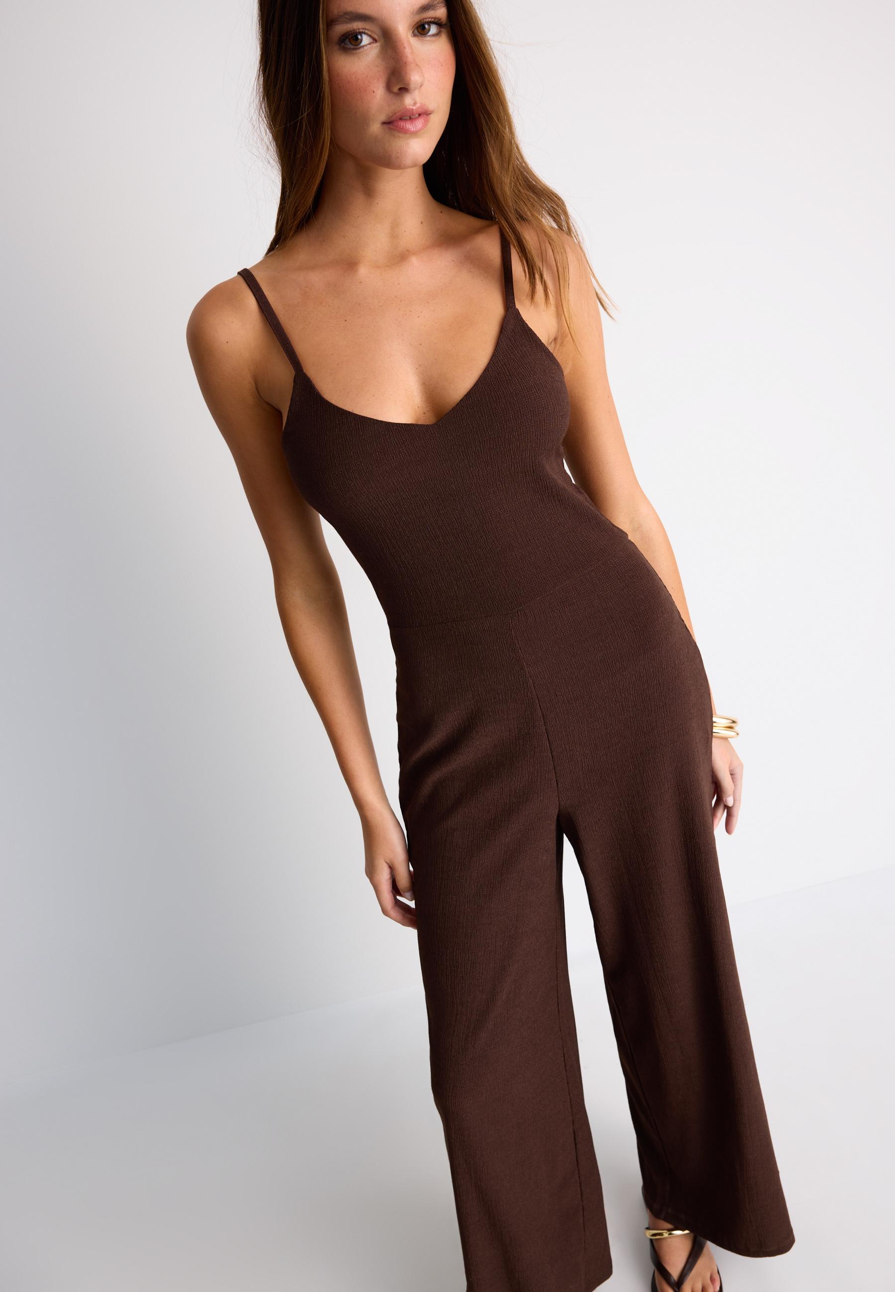 Flowing strappy jumpsuit — Brown