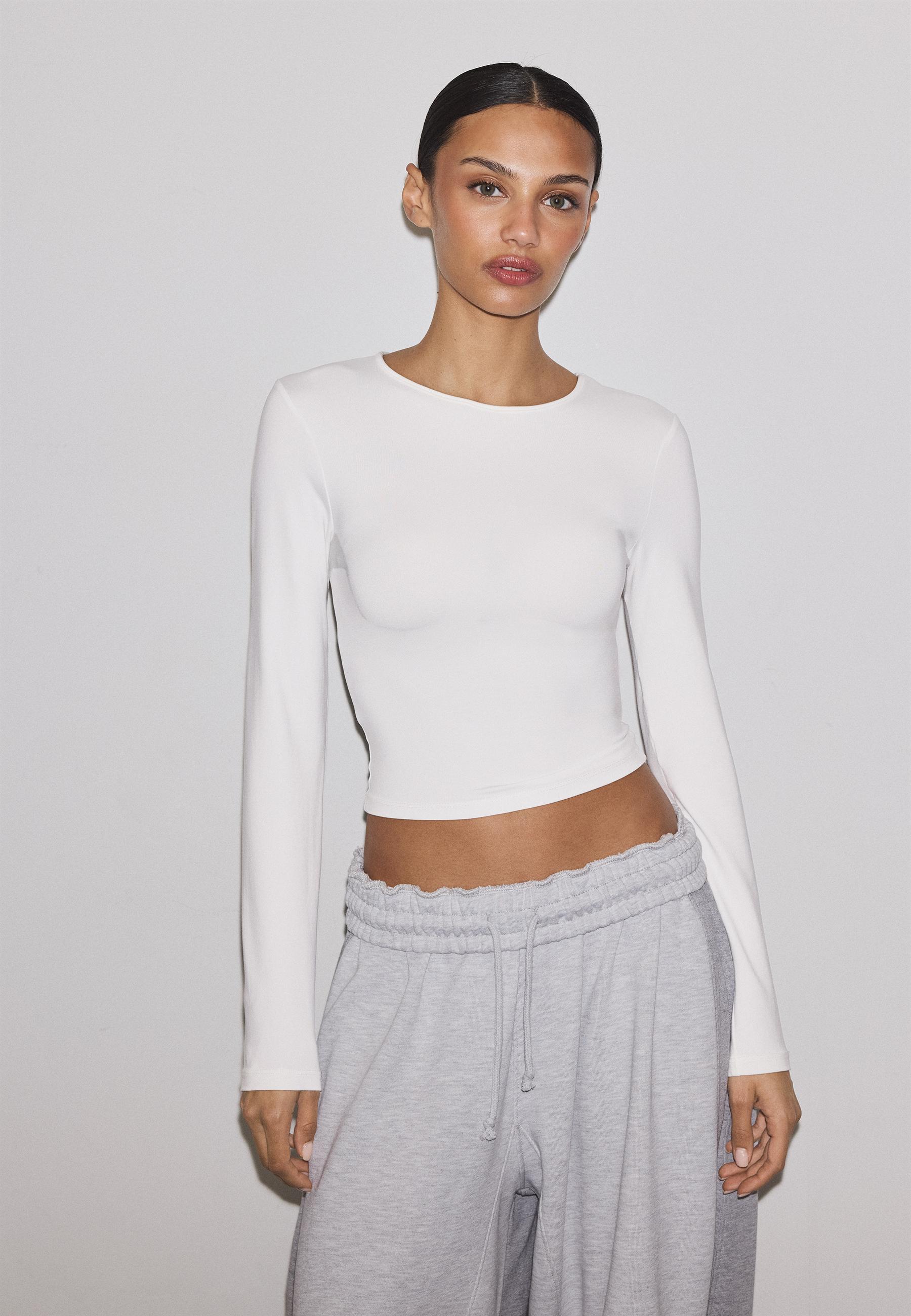 Long sleeve polyamide T-shirt — White