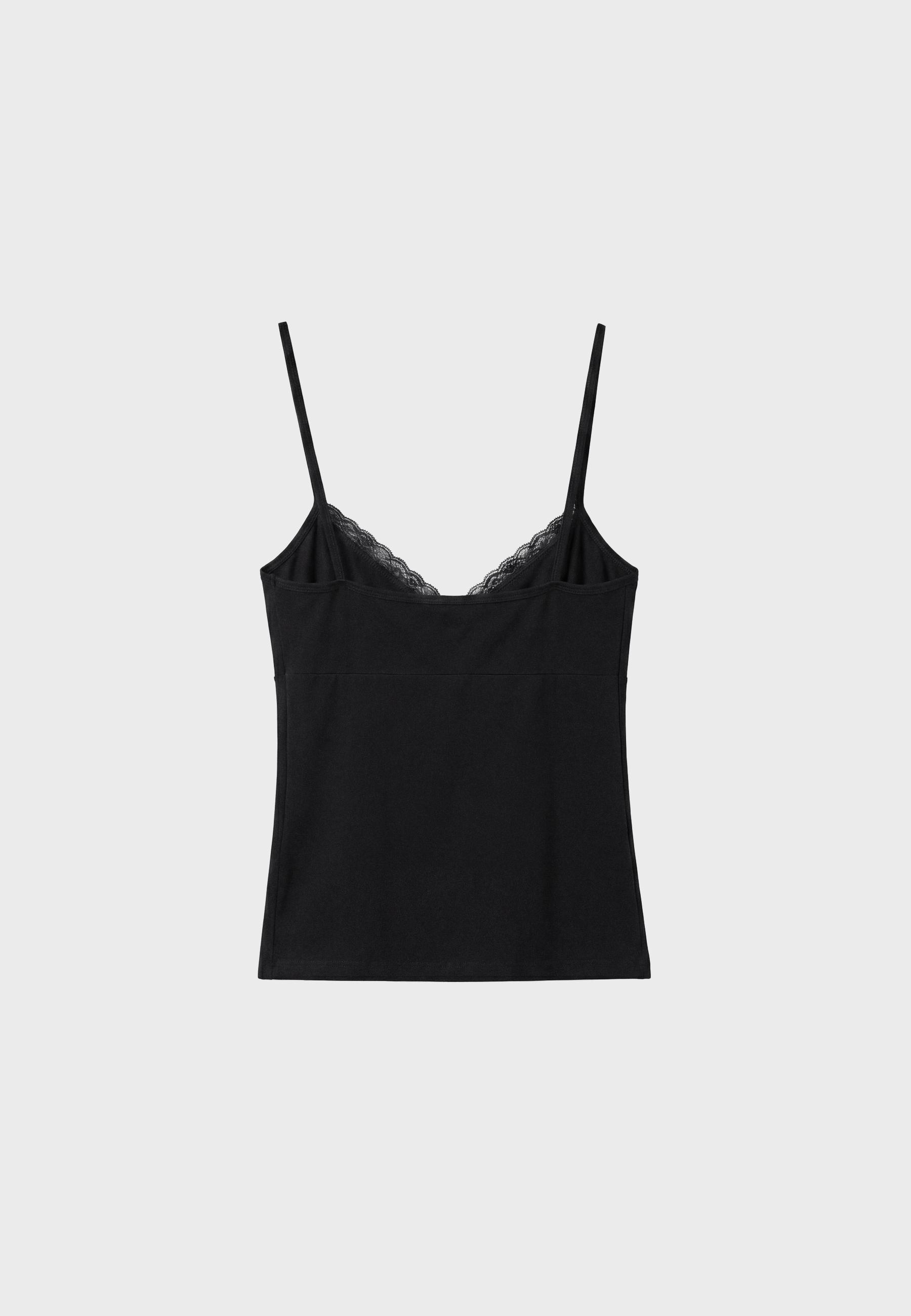 Strappy lace top — Black