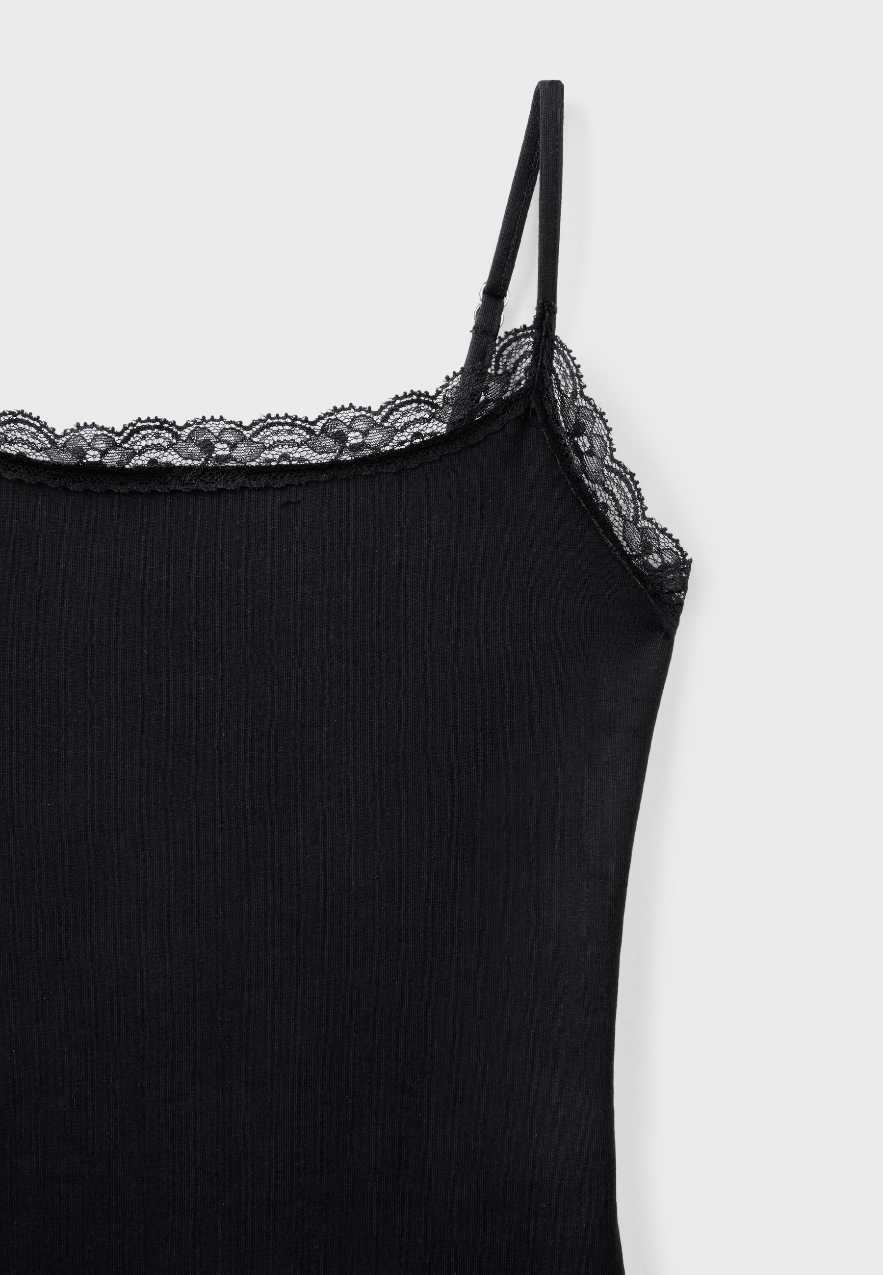 Bodysuit with blonde lace detail — Black