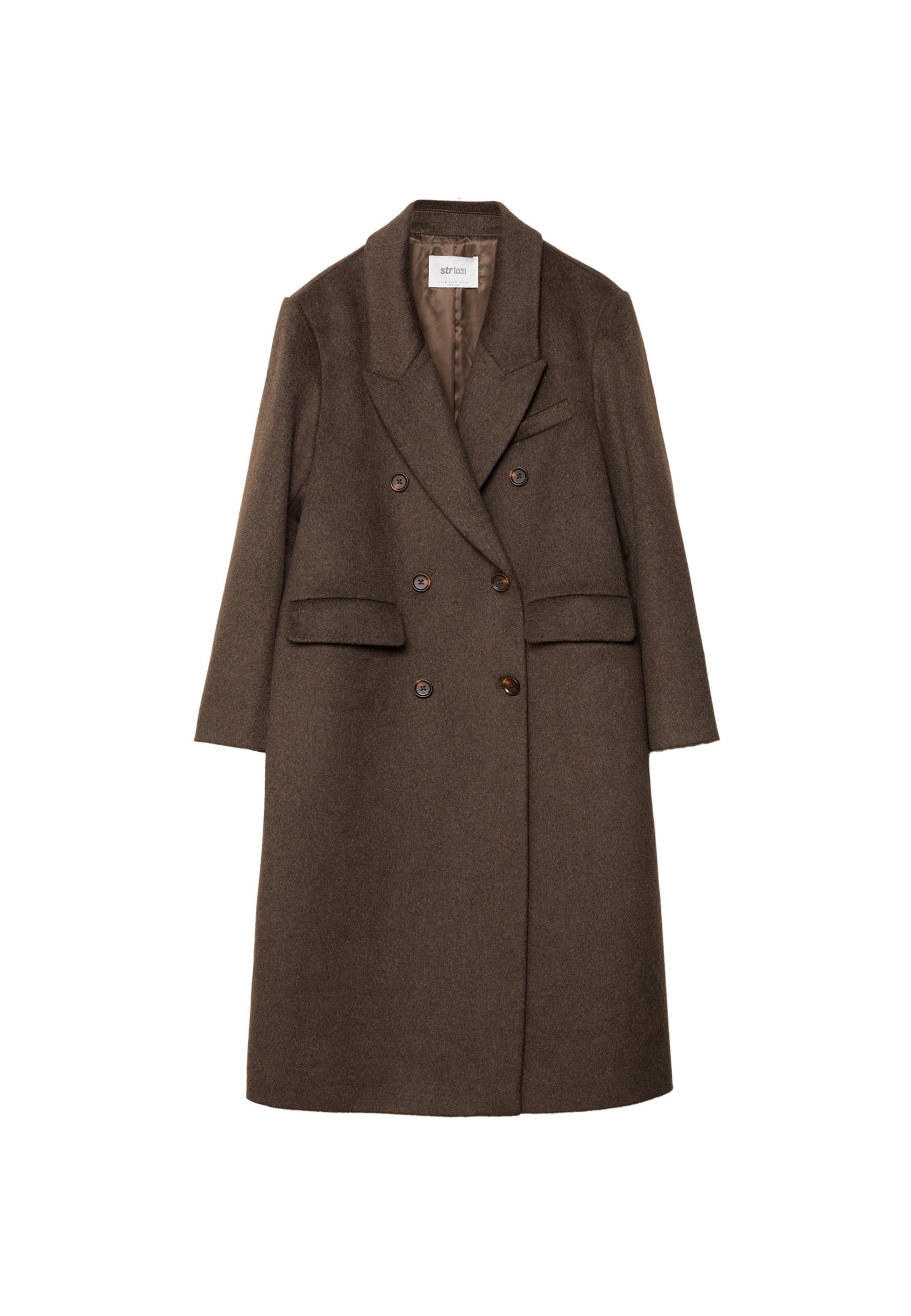 Long oversize double-breasted coat — Brown