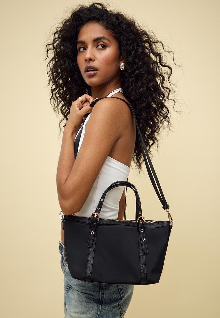 contrast mini crossbody shopper bag
