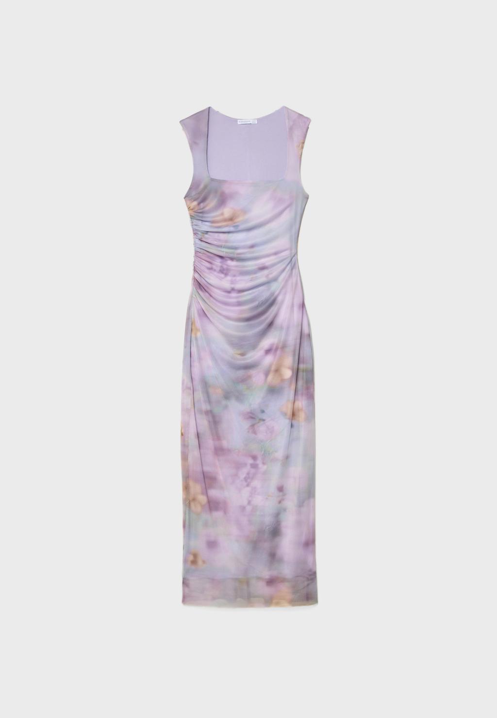 Vestido largo tul estampado