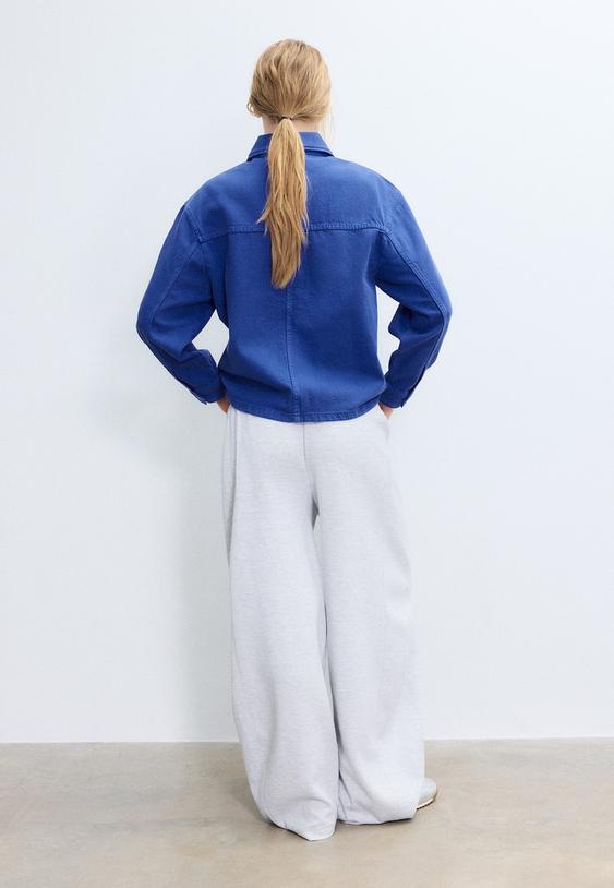 Stradivarius Jacket With Patch Pockets Electric Blue S