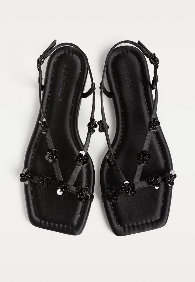 sandalias planas florecitas