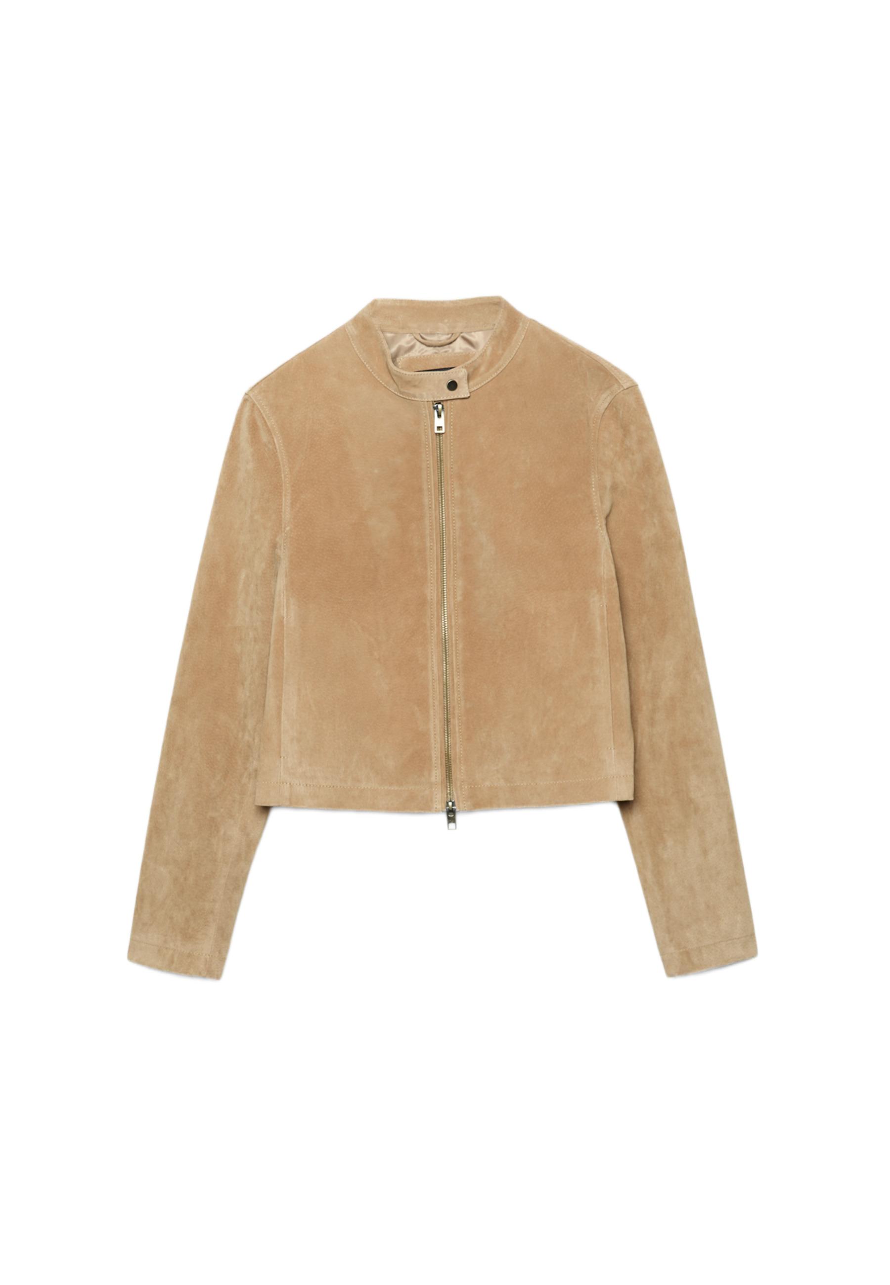 100% leather biker jacket — Stone