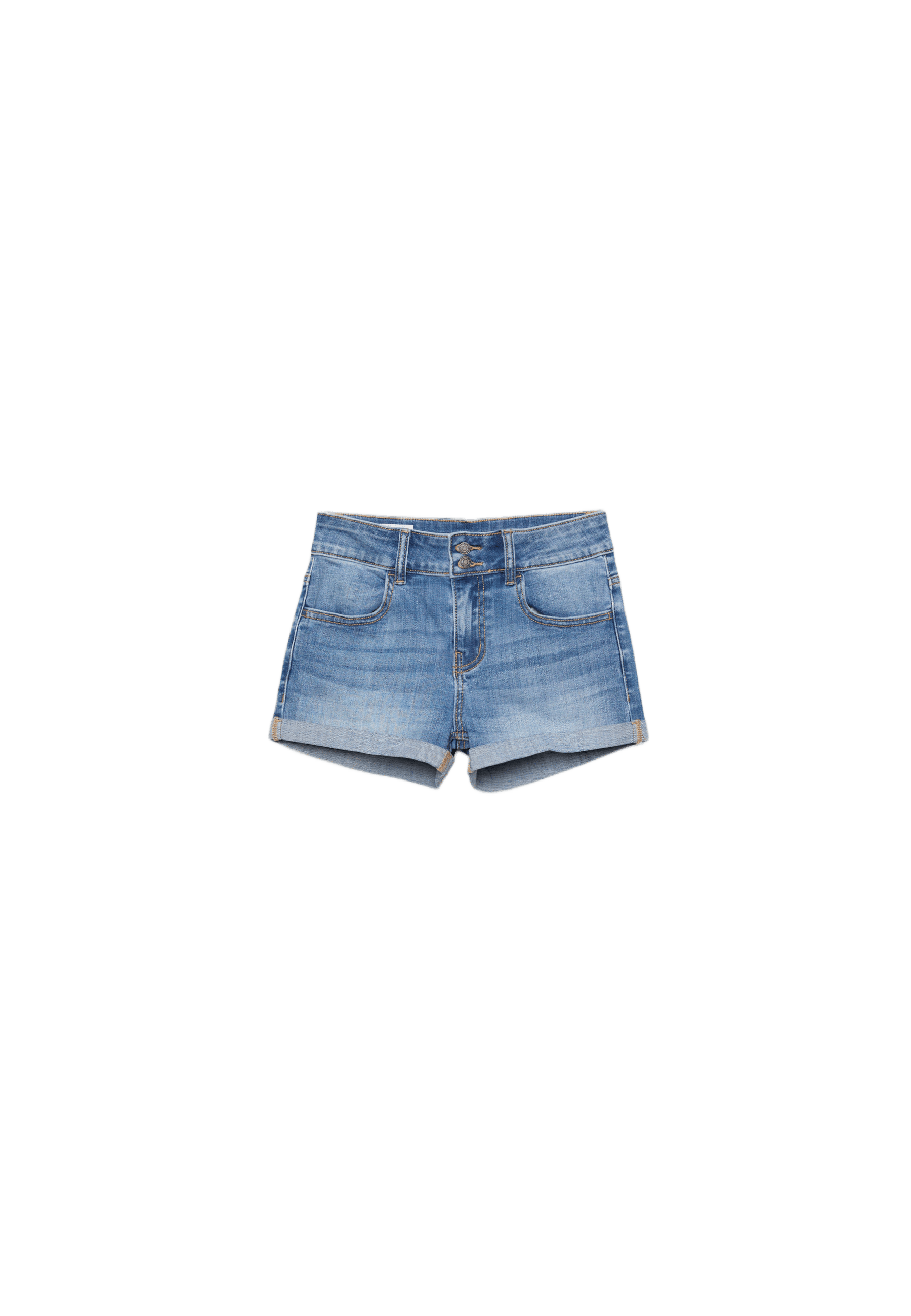 Turn-up hem denim shorts — MEDIUM LIGHT BLUE DENIM