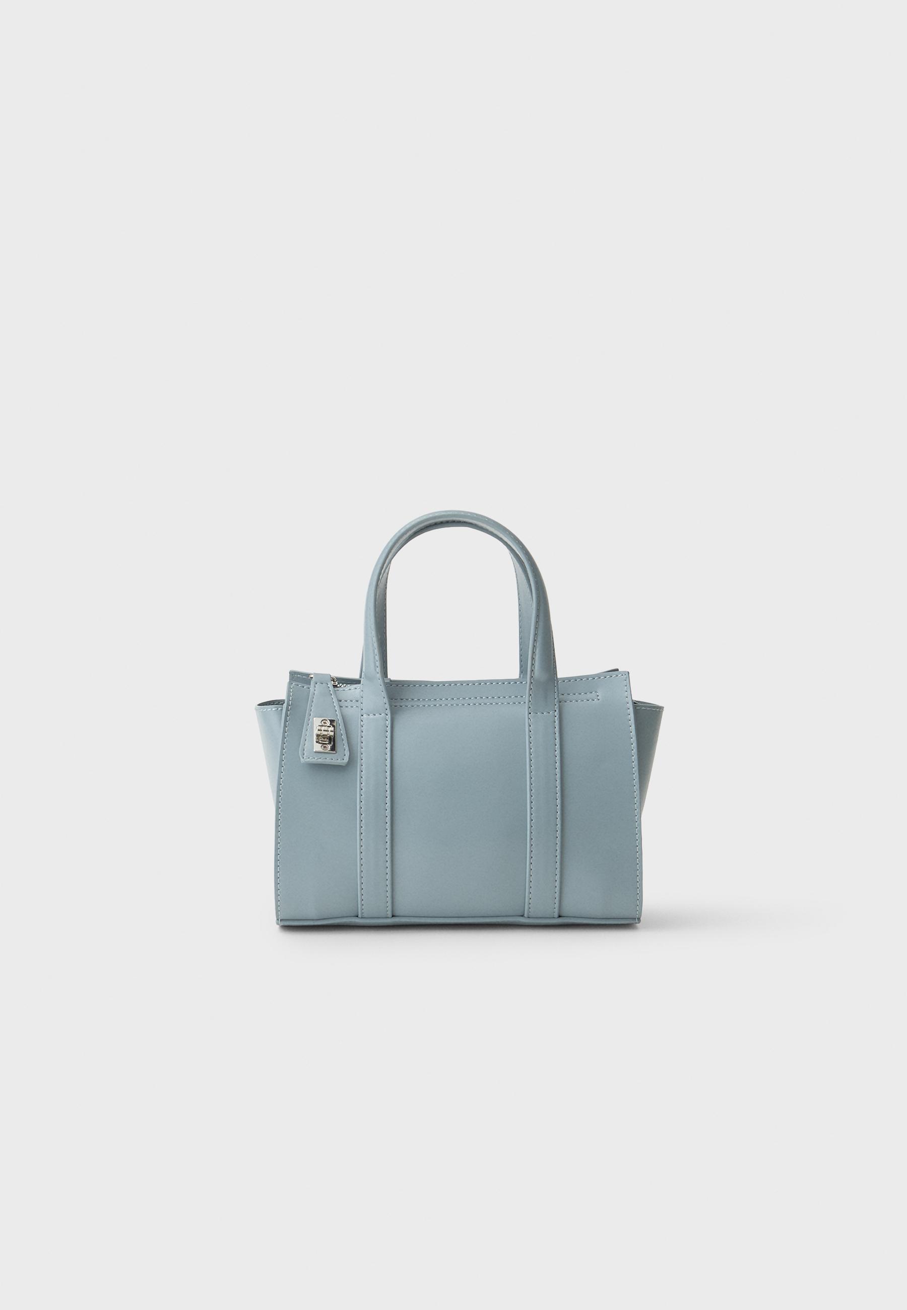 Stradivarius Μίνι Τσάντα Tote Με Κλείσιμο Σιέλ Os