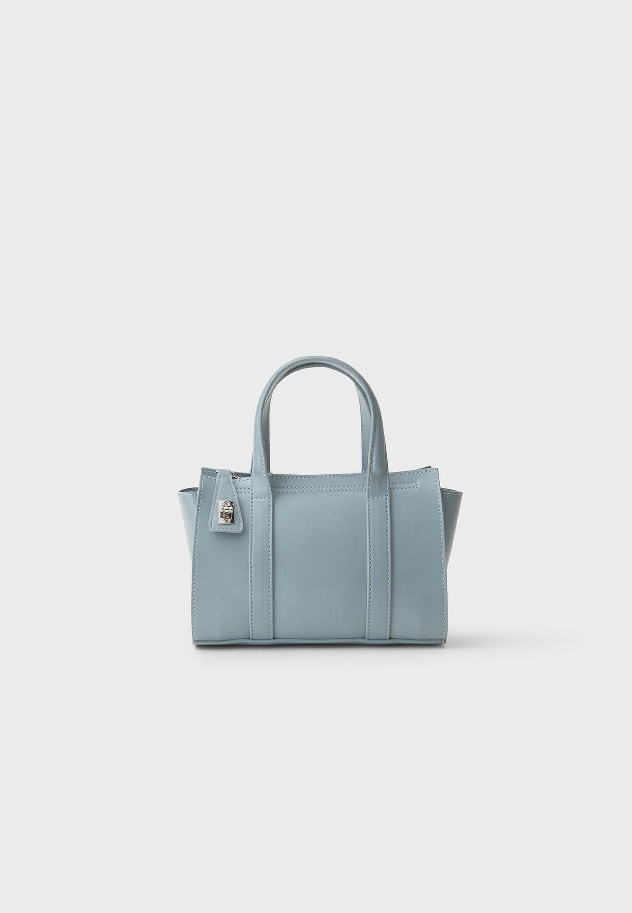 Mini tote bag with closure — Sky blue