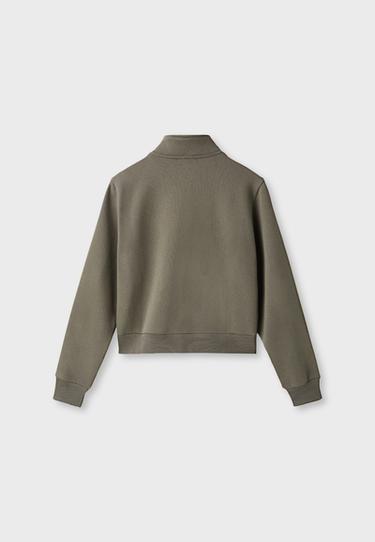 Zip-up sweatshirt with metal buttons — Khaki 8