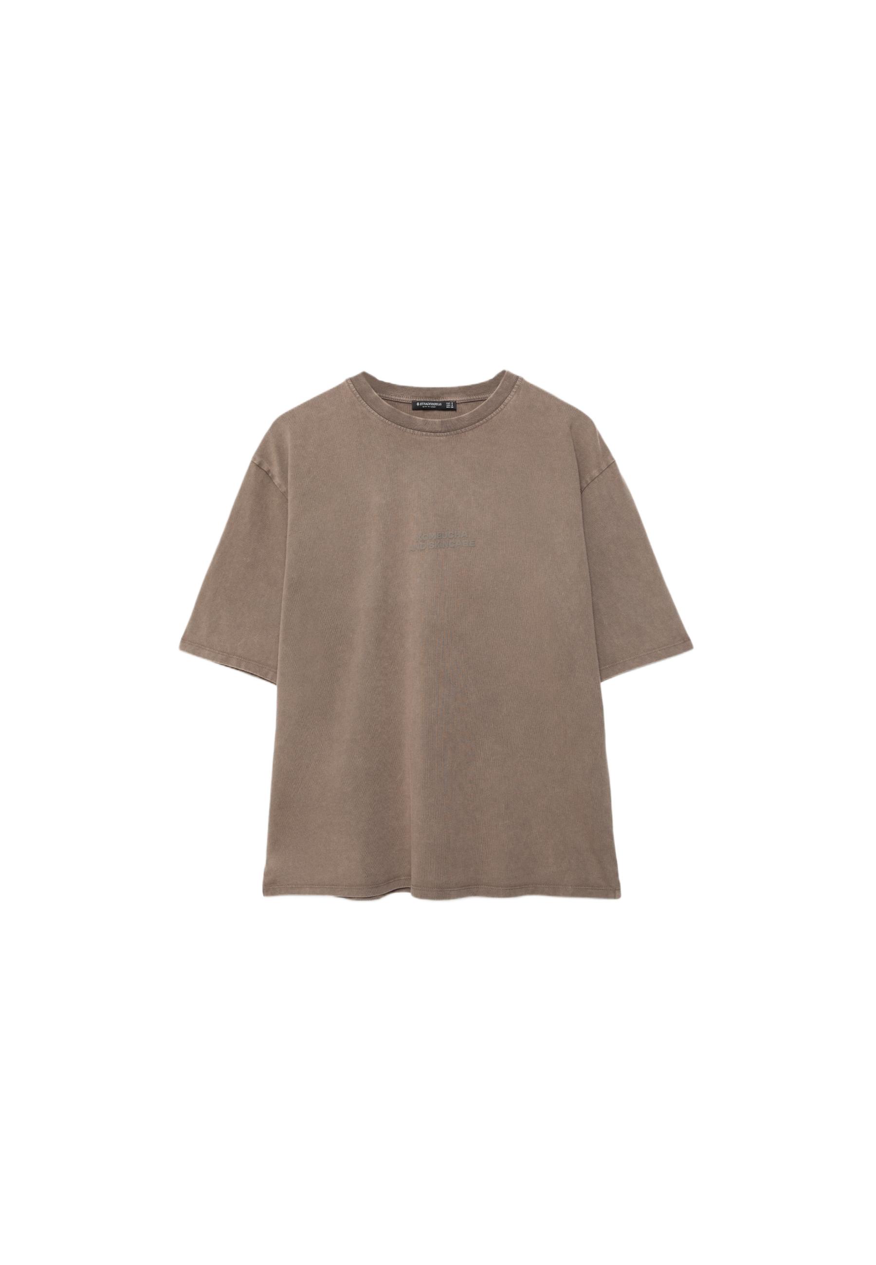 Printed short sleeve T-shirt — Brown