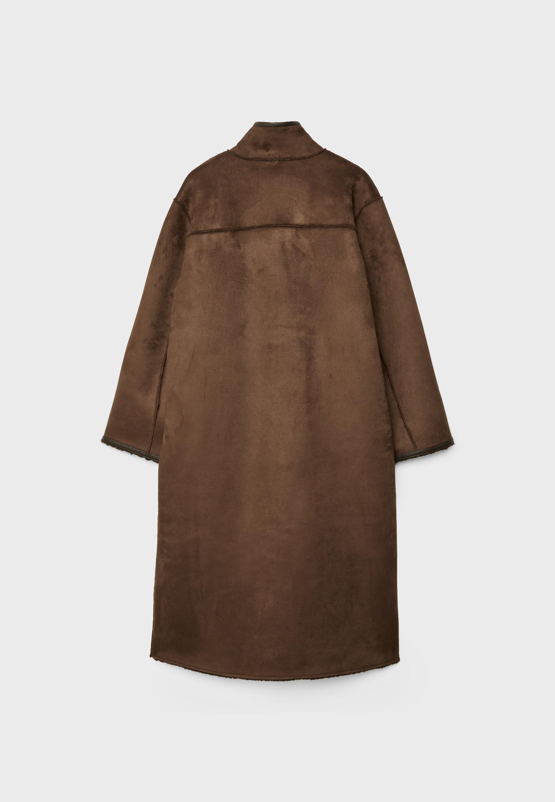 Long reversible double-faced coat — Brown