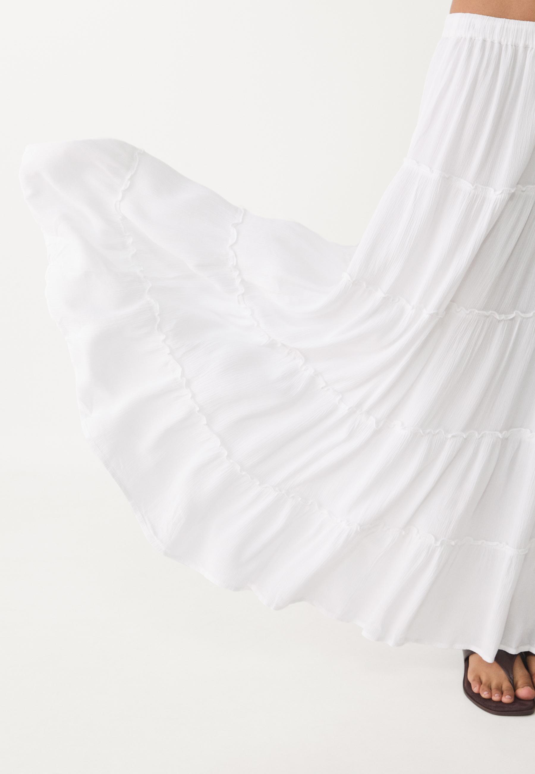Flowing panelled midi skirt — White