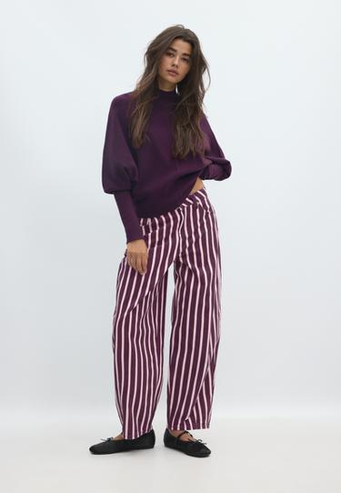 Batwing sleeve mock neck knit jumper — Dark purple 2