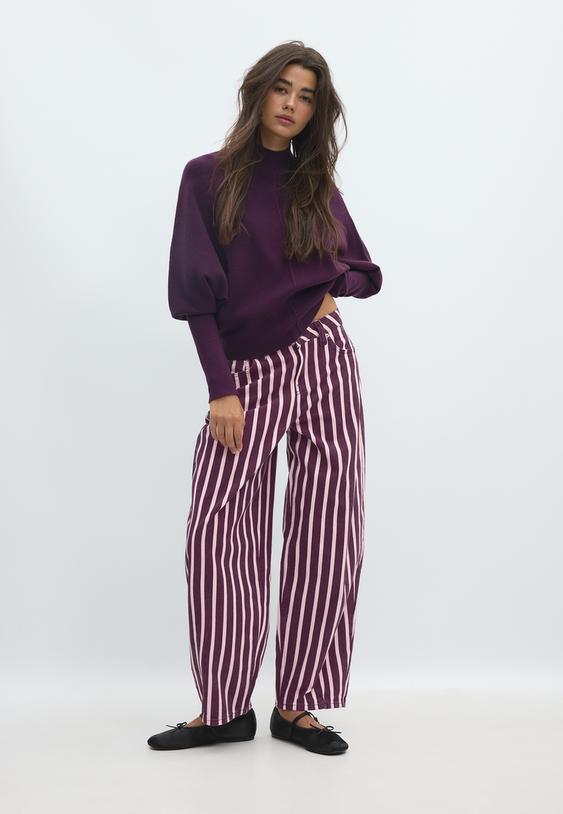 camisola de malha manga morcego gola perkins