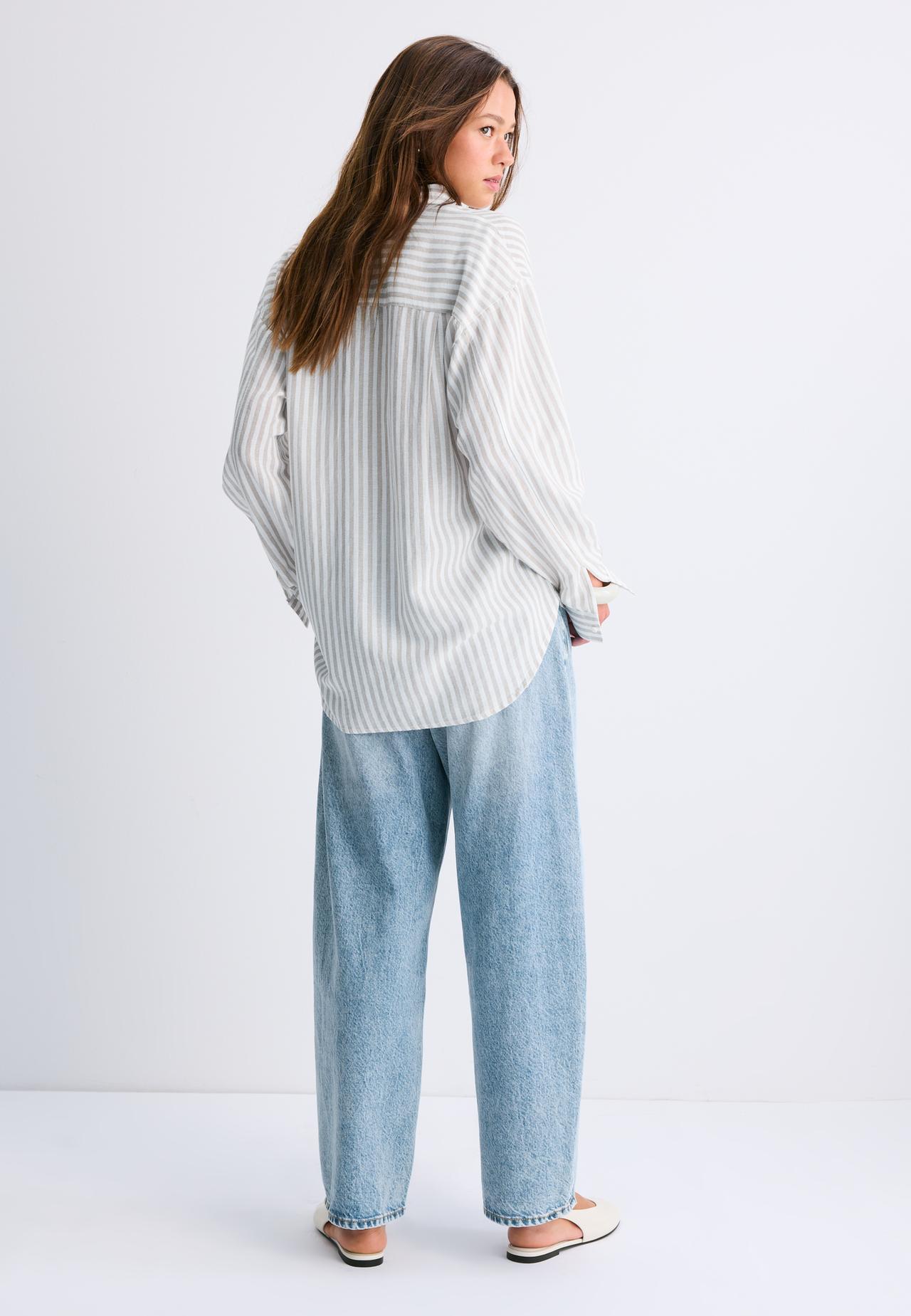 Linen effect shirt — Stone