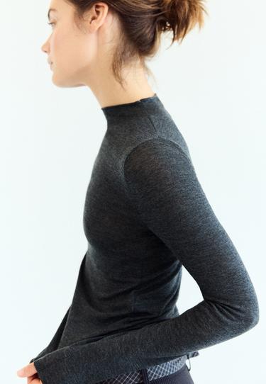 Basic wool silk mock neck jumper — Dark grey 2