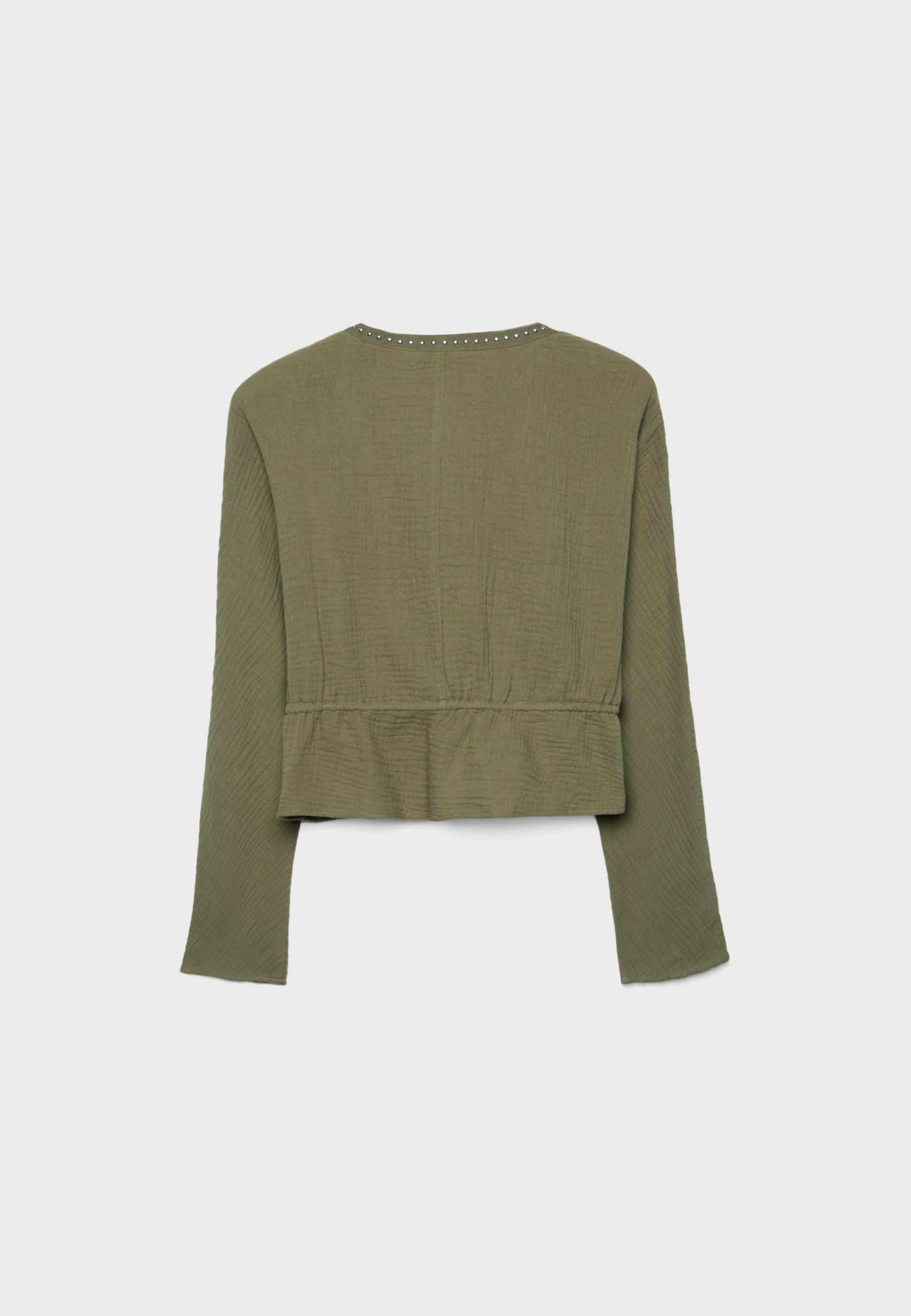 Open studded shirt — Khaki