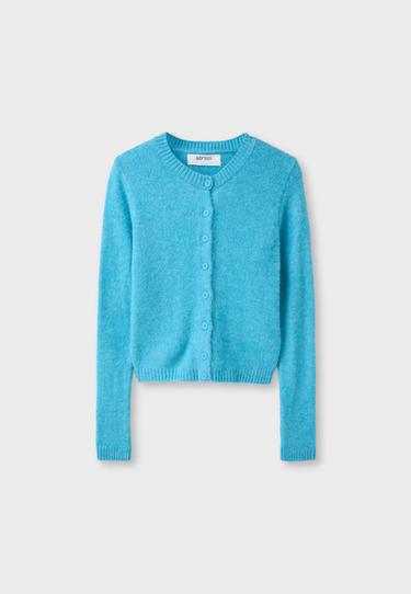 Button-up knit cardigan — Turquoise 8
