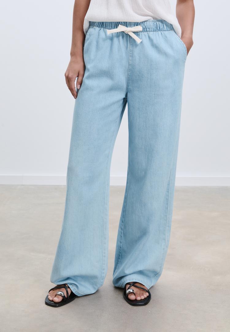 pantalon fluido largo denim
