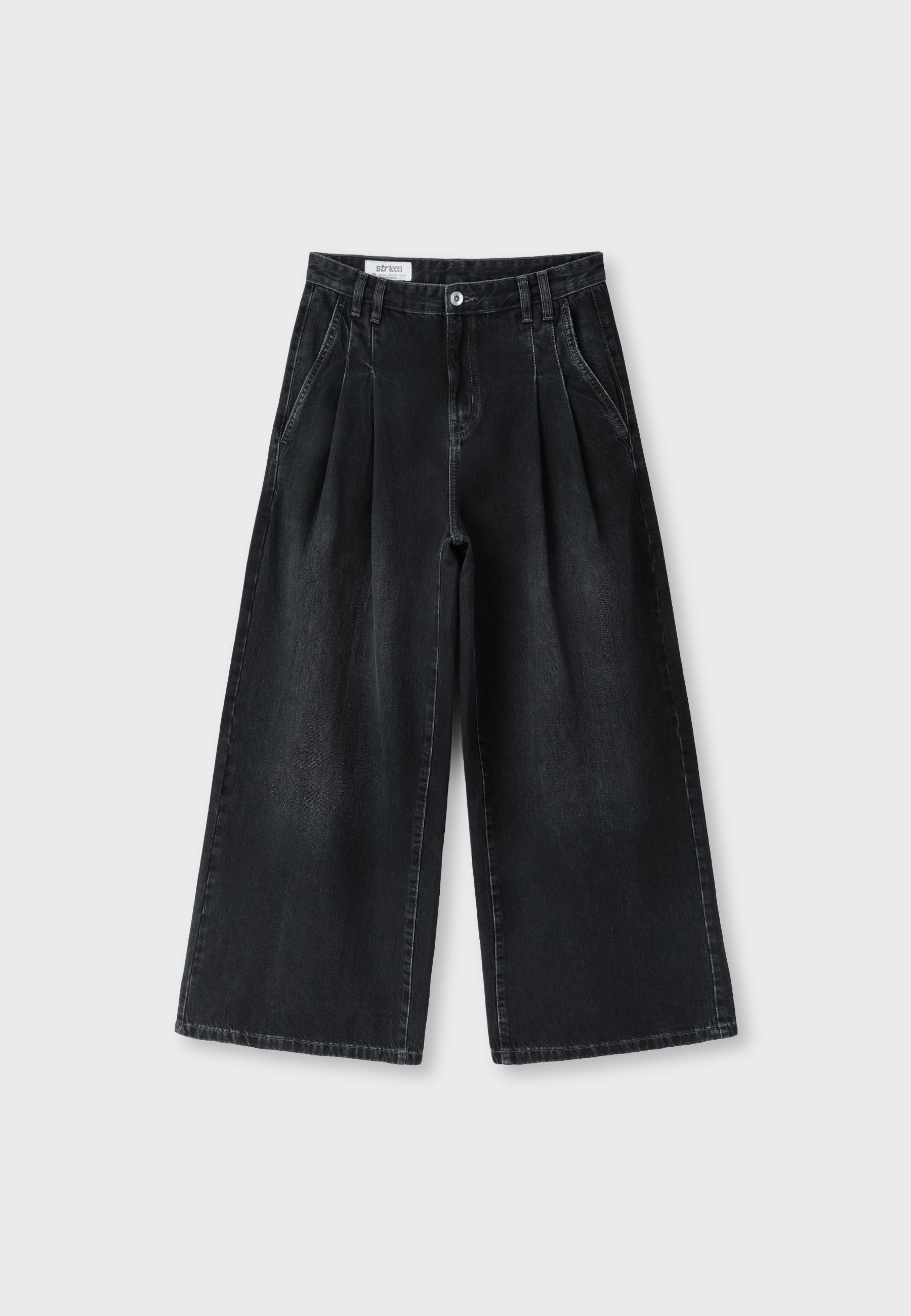 Jeans wide leg pinzas