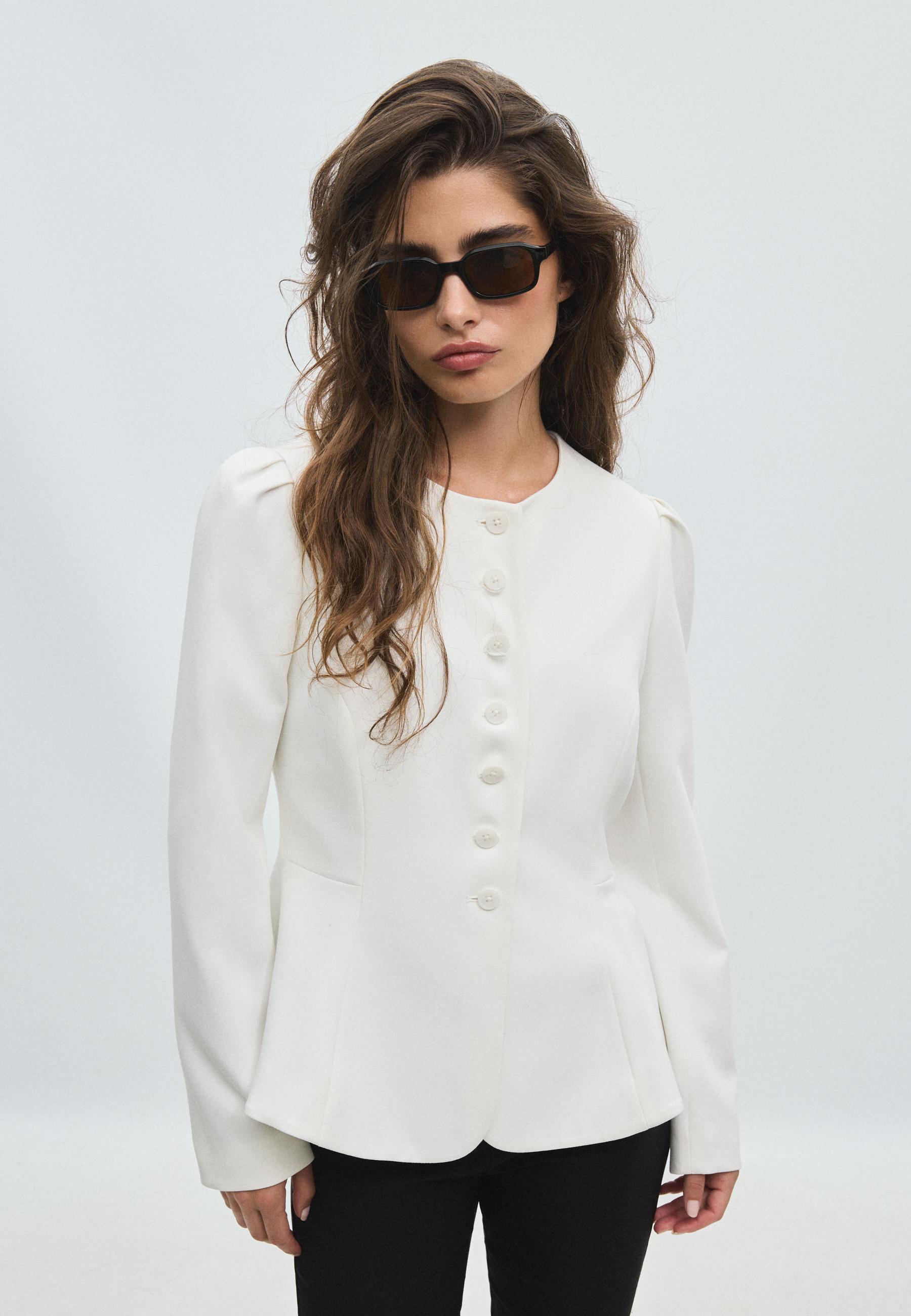 Stradivarius Σακάκι Peplum Εκρού L